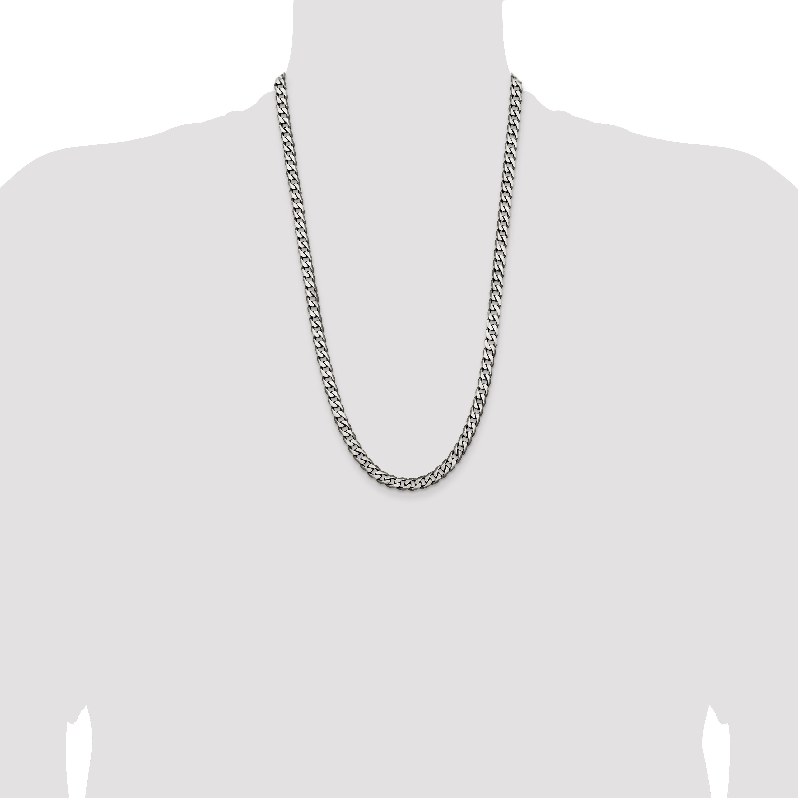 Sterling Silver Antiqued 6.5mm Curb Chain