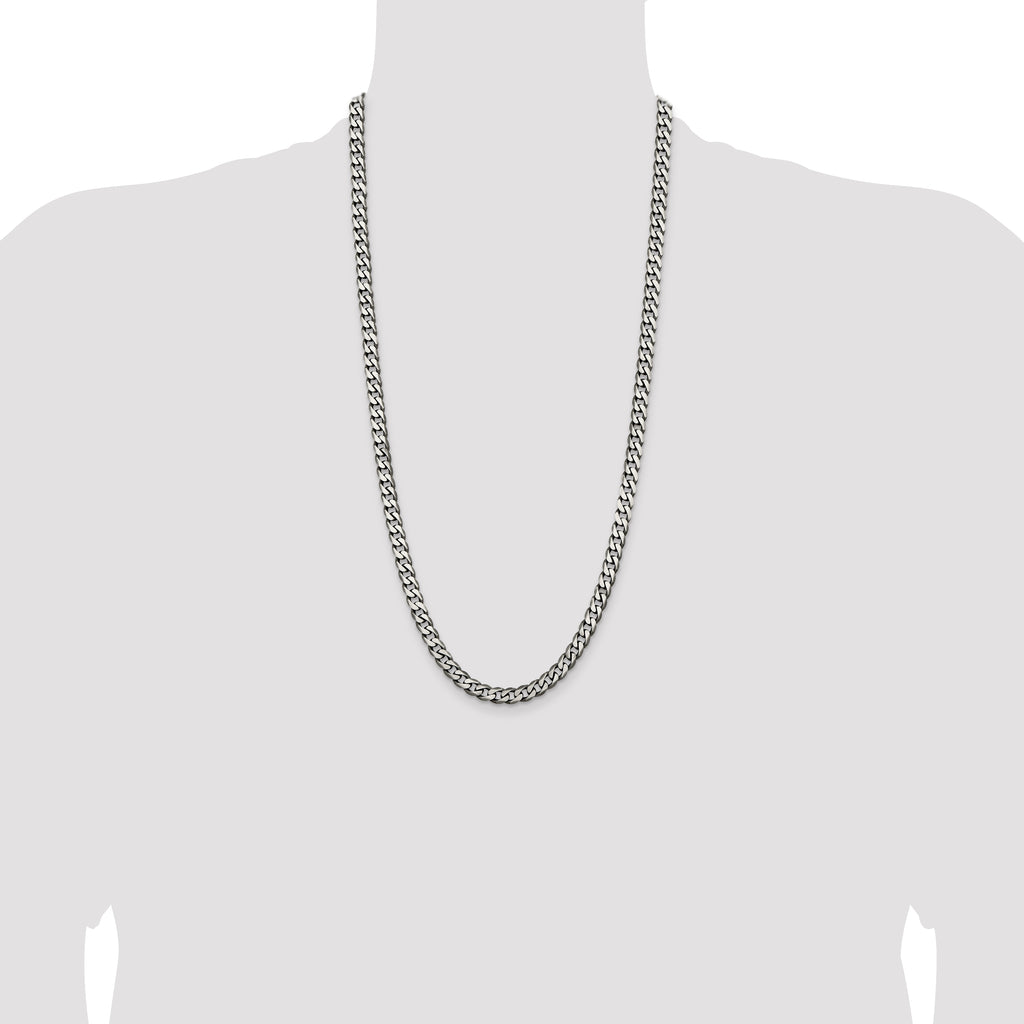 Sterling Silver Antiqued 6.5mm Curb Chain