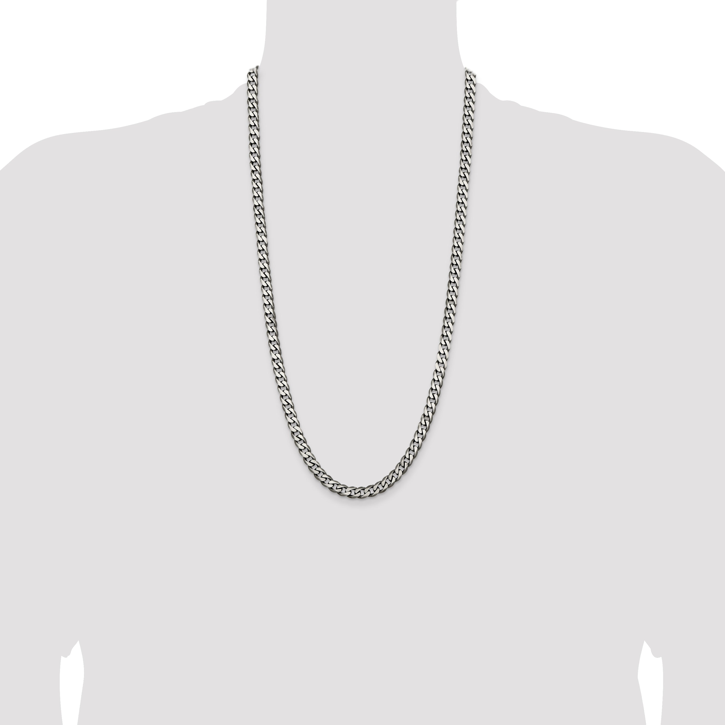 Sterling Silver Antiqued 6.5mm Curb Chain