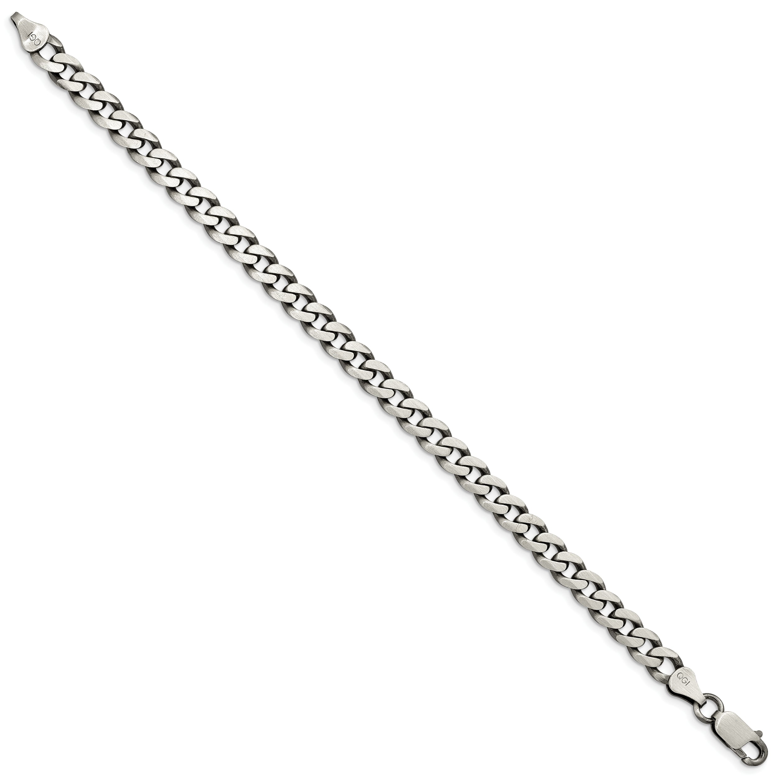 Sterling Silver Antiqued 6.5mm Curb Chain