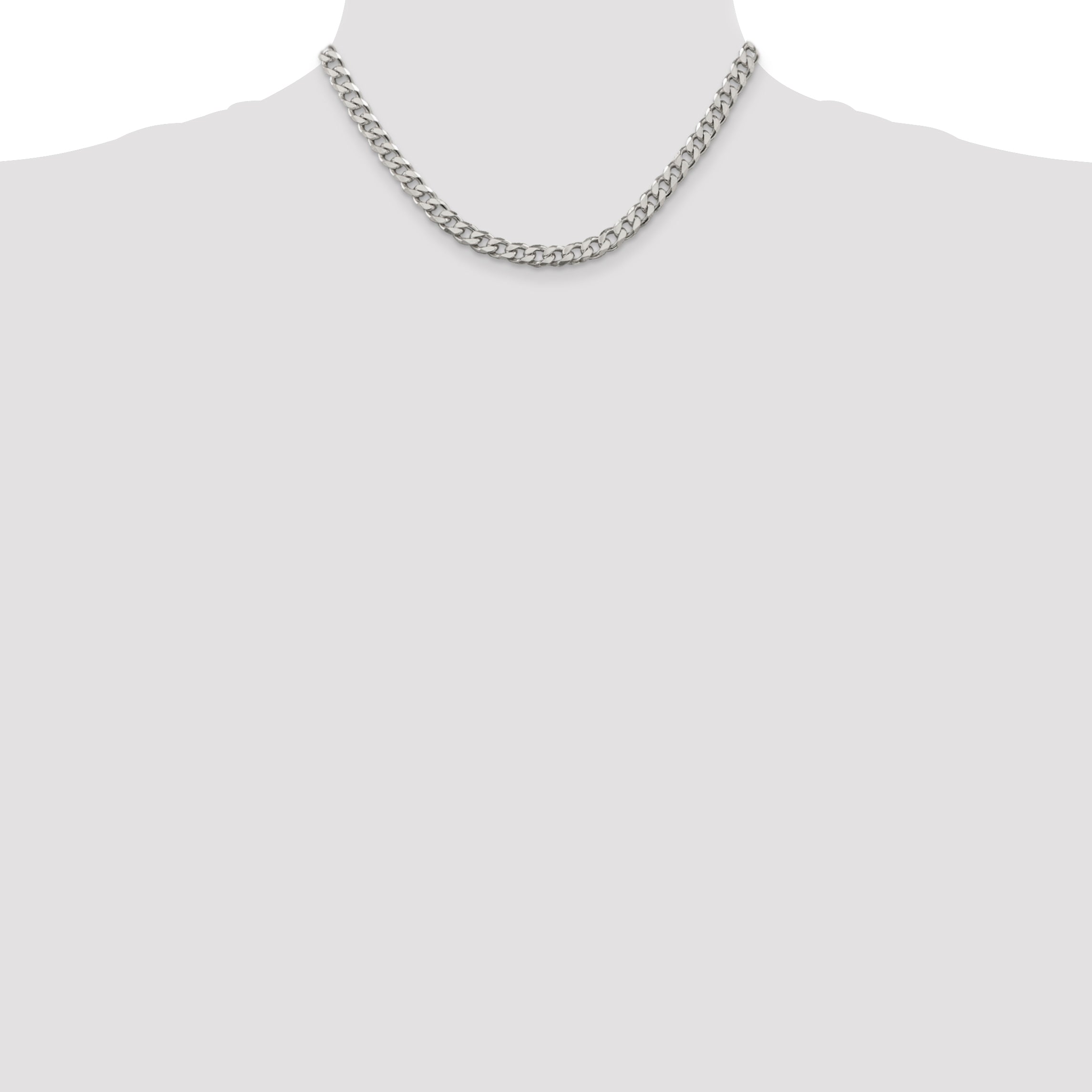 Sterling Silver Rhodium-plated 6.5mm Curb Chain