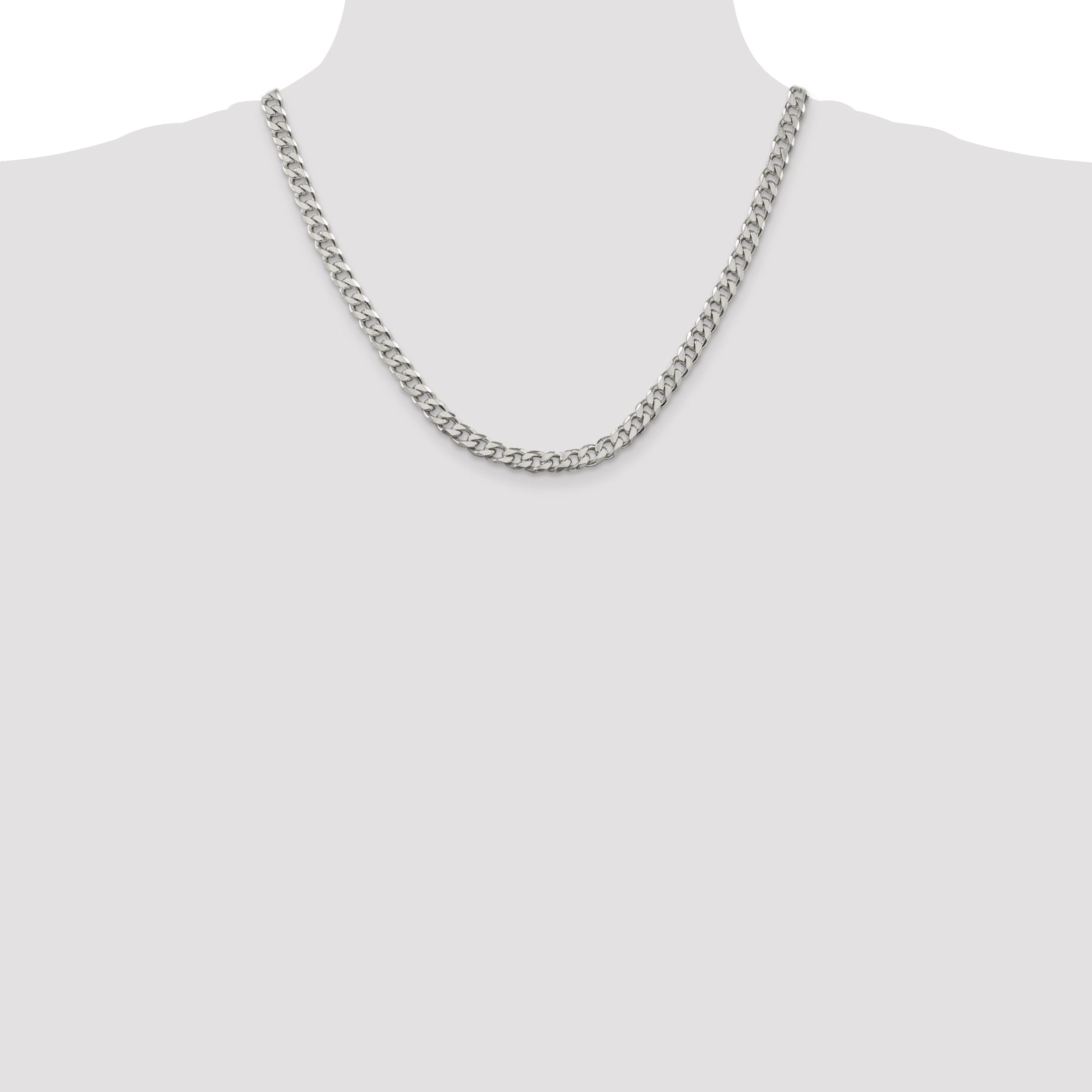 Sterling Silver Rhodium-plated 6.5mm Curb Chain