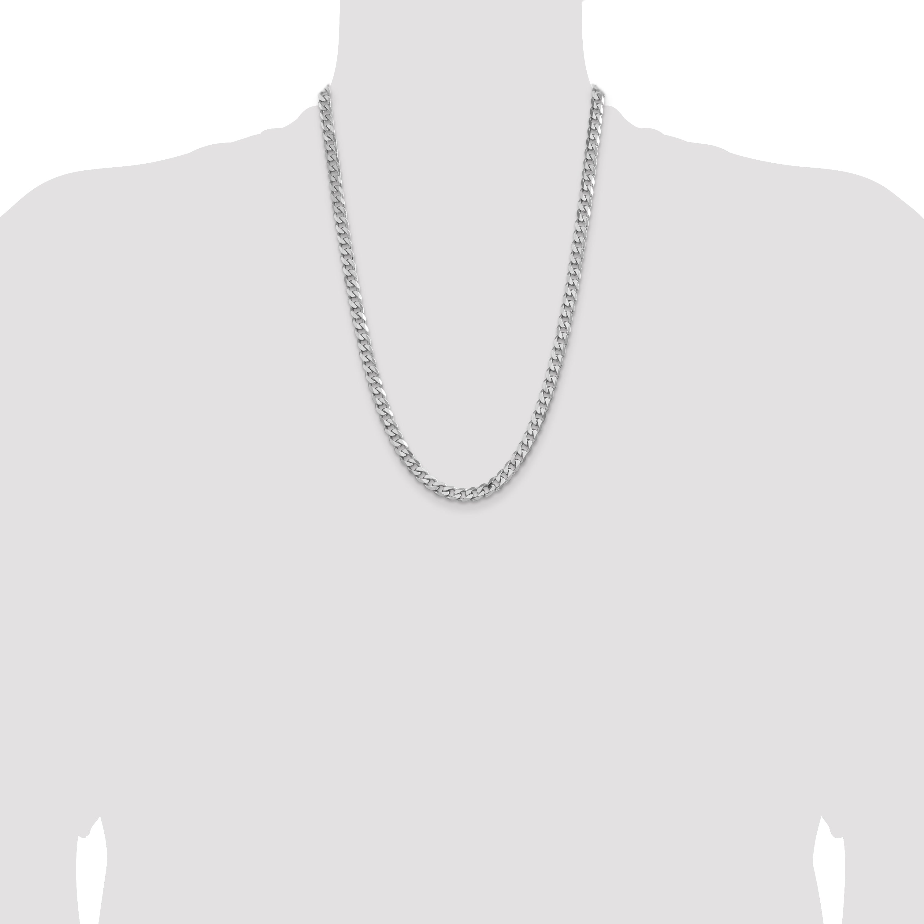 Sterling Silver Rhodium-plated 6.5mm Curb Chain