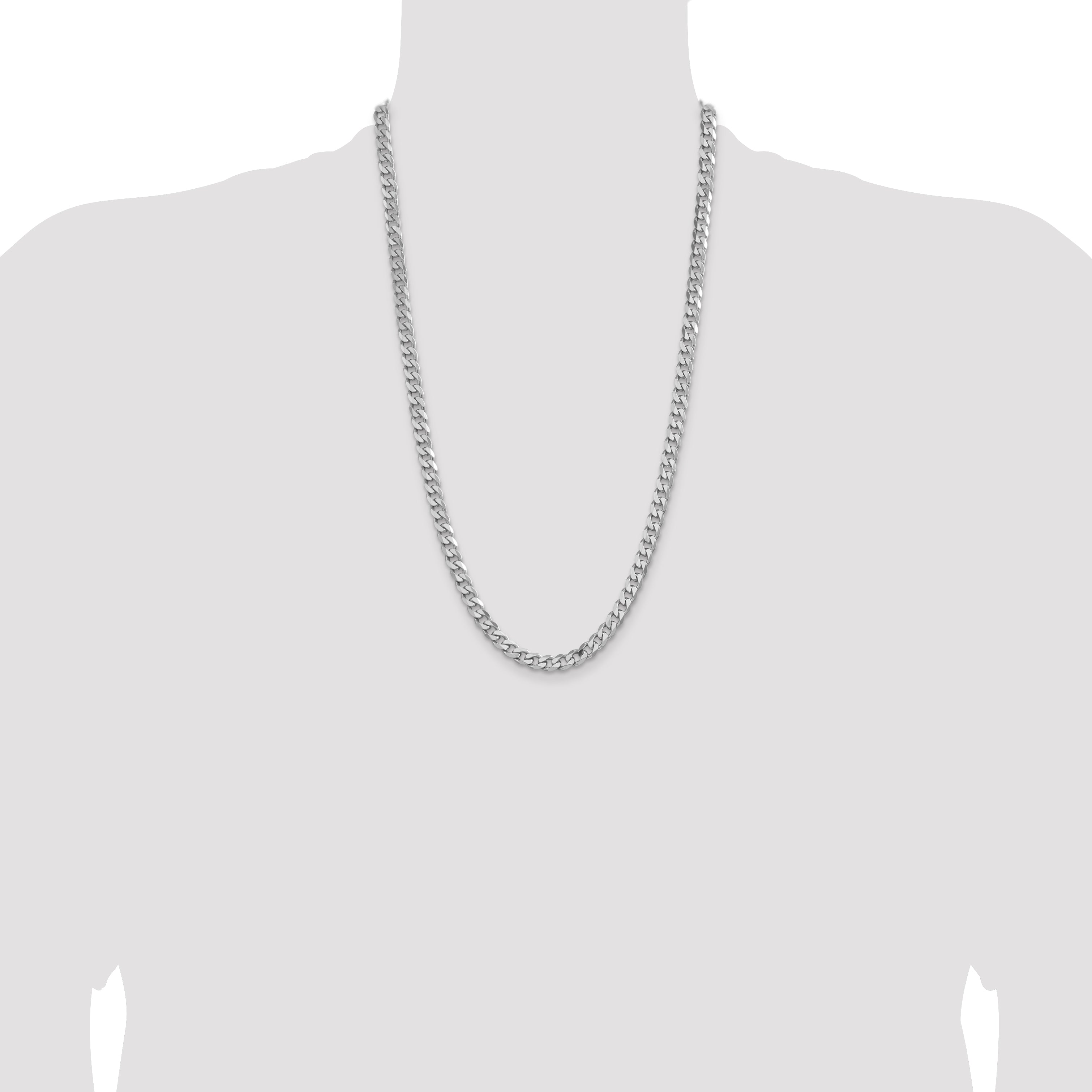 Sterling Silver Rhodium-plated 6.5mm Curb Chain