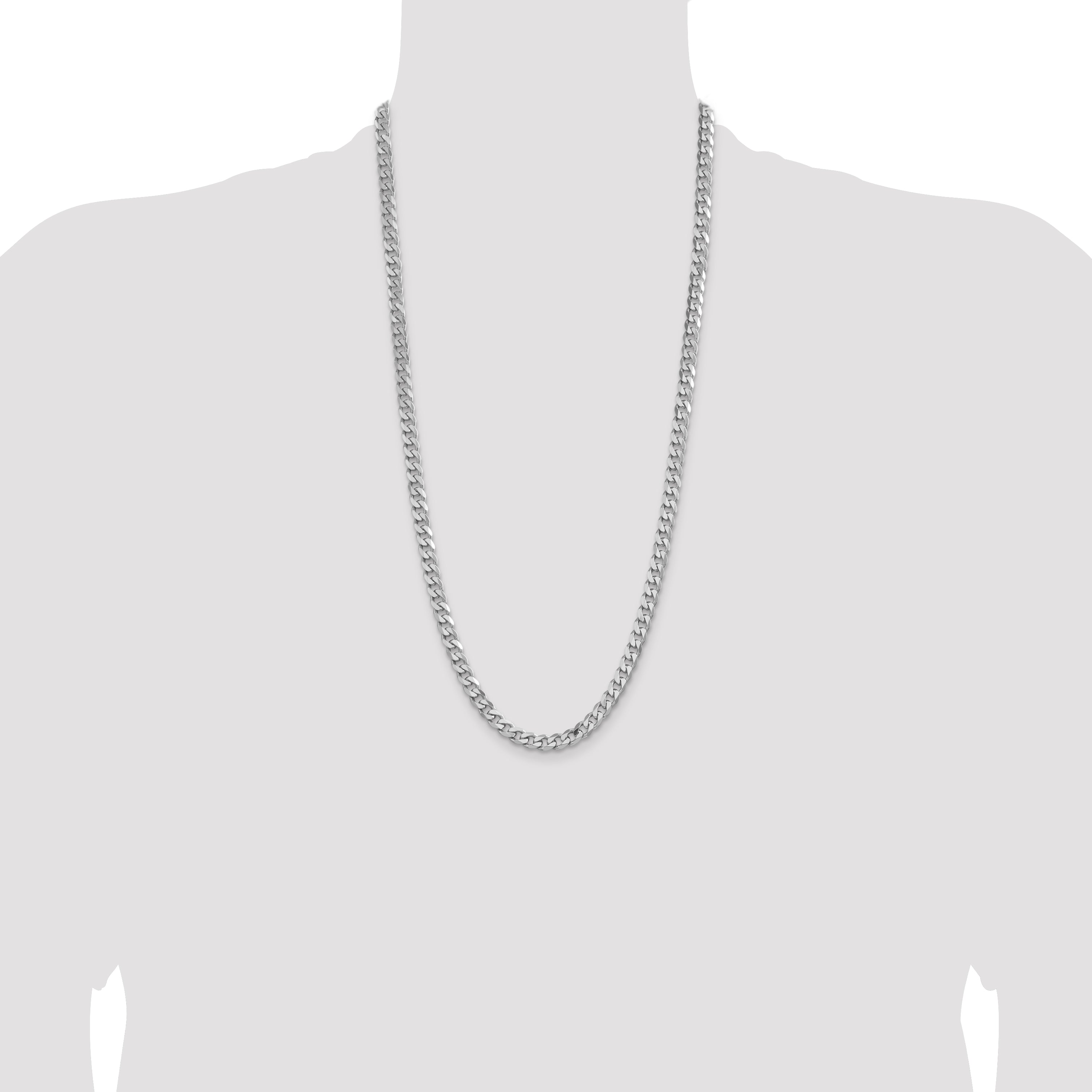 Sterling Silver Rhodium-plated 6.5mm Curb Chain
