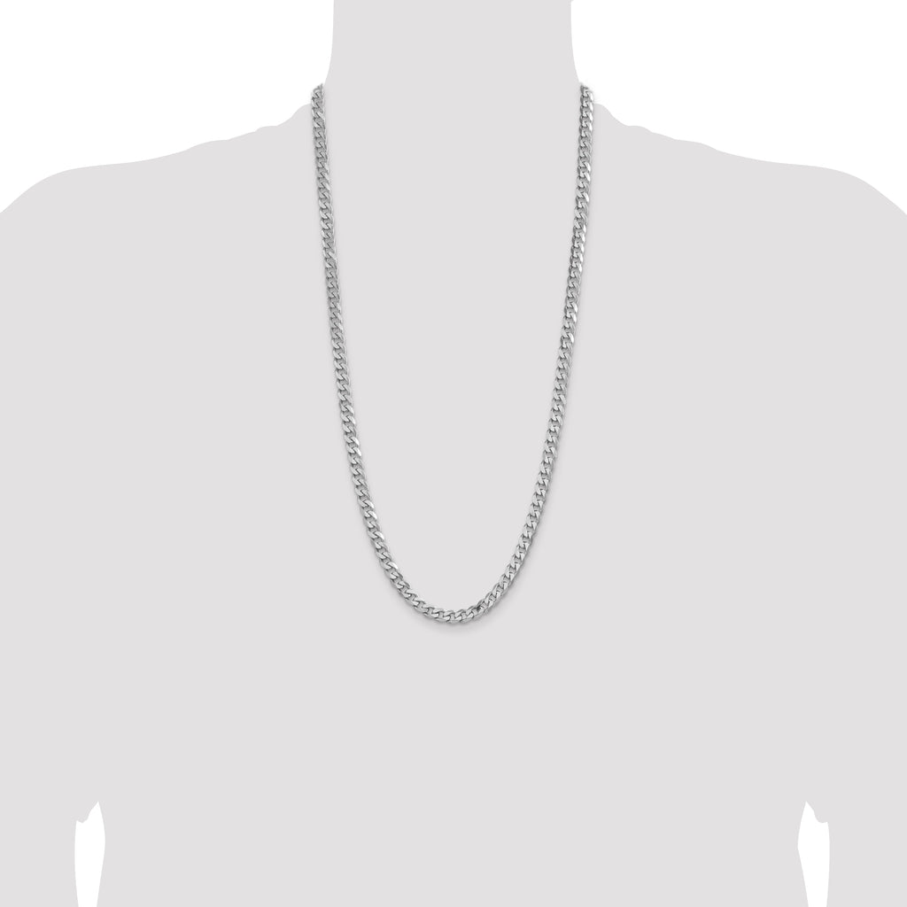 Sterling Silver Rhodium-plated 6.5mm Curb Chain