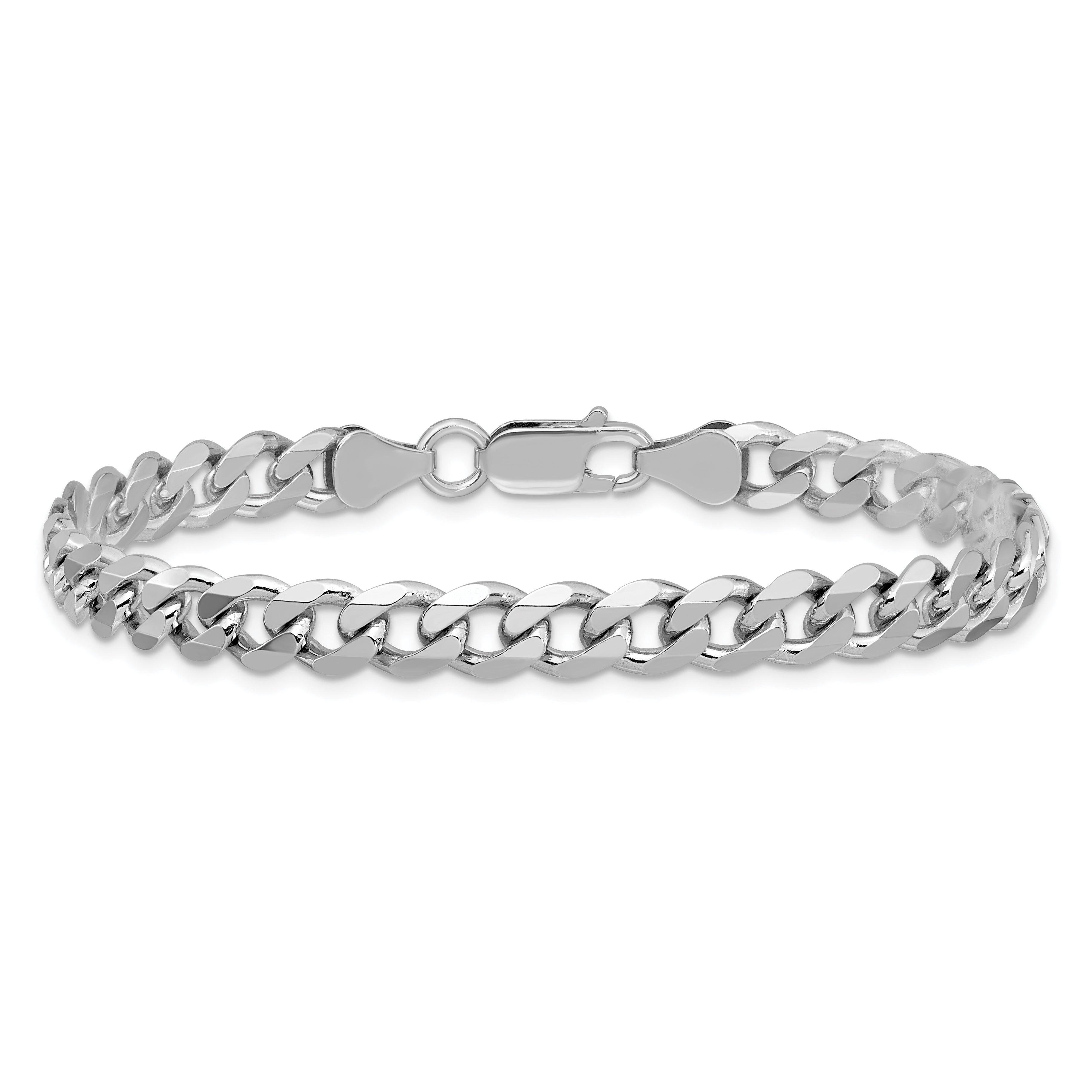 Sterling Silver Rhodium-Plated Curb Chain Bracelet 6.5mm