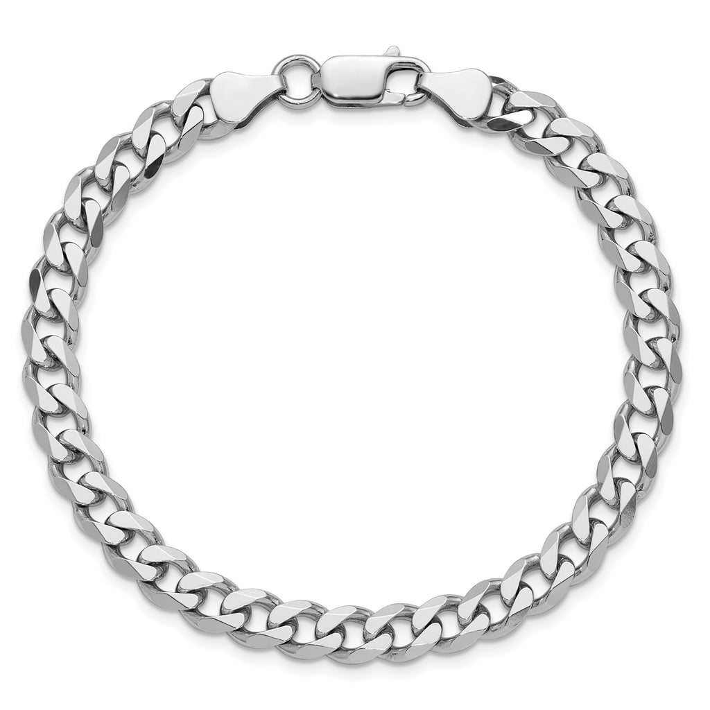 Sterling Silver Rhodium-Plated Curb Chain Bracelet 6.5mm