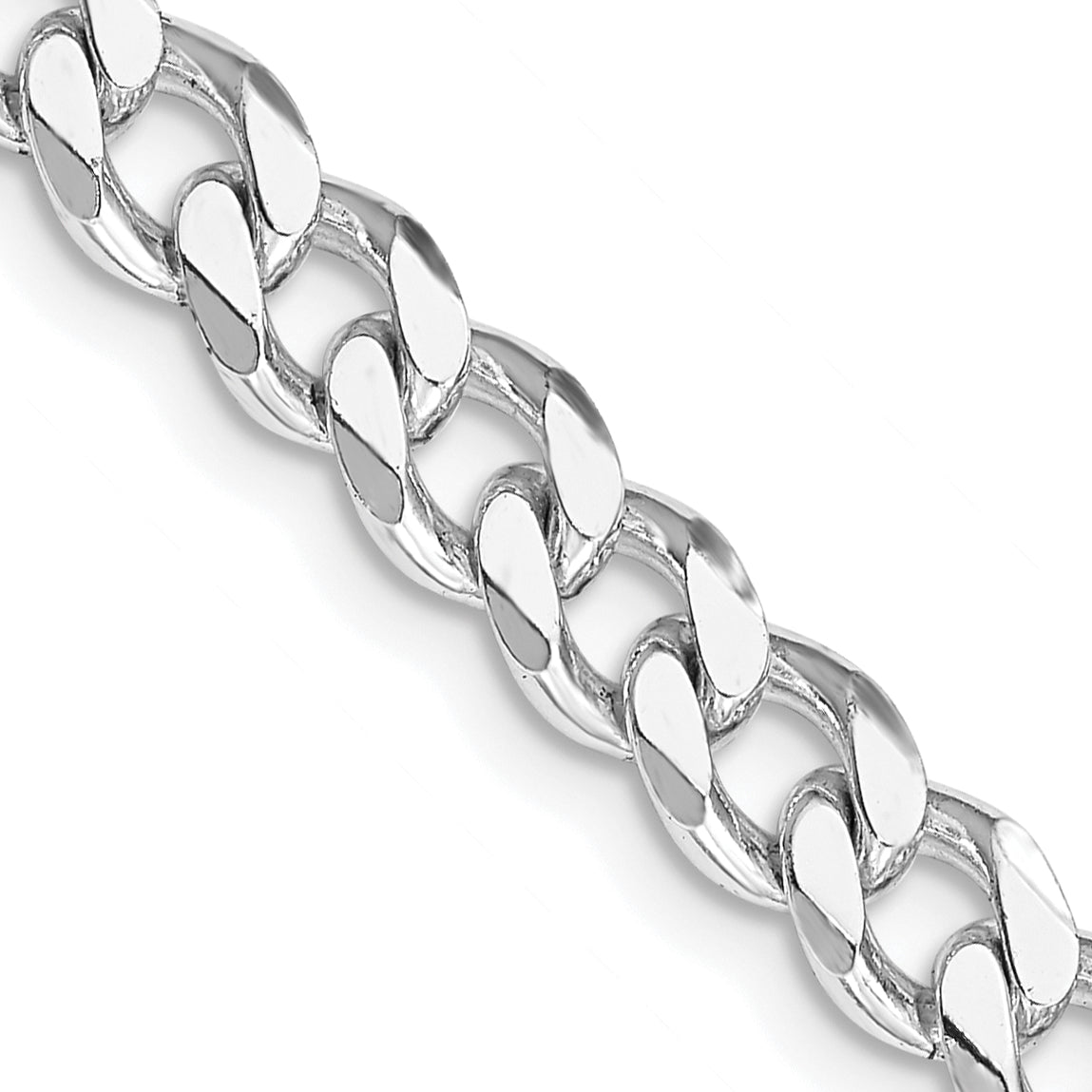 Sterling Silver Rhodium-plated 6.5mm Curb Chain