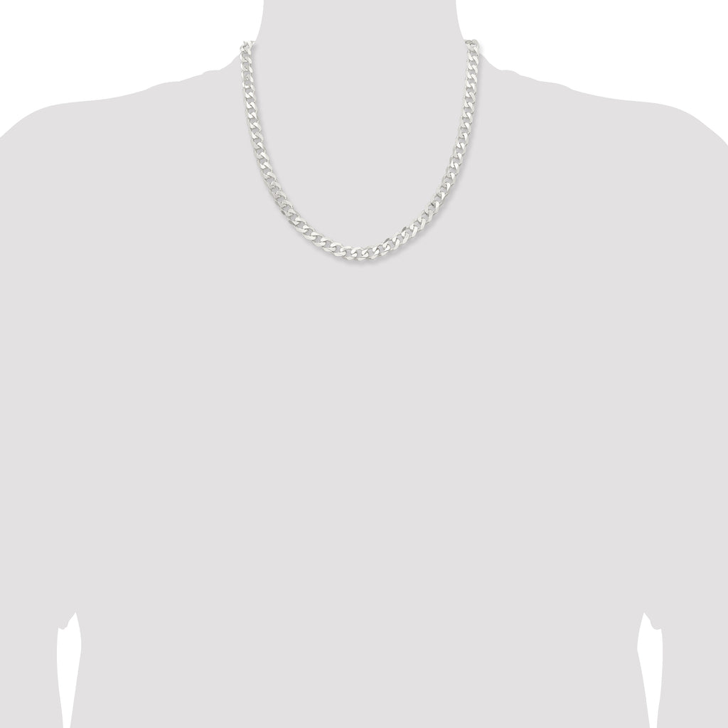 Sterling Silver Curb Chain Necklace 7.5mm