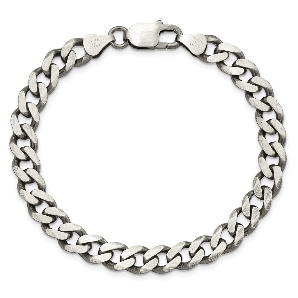 Sterling Silver Curb Chain Bracelet 7.5mm