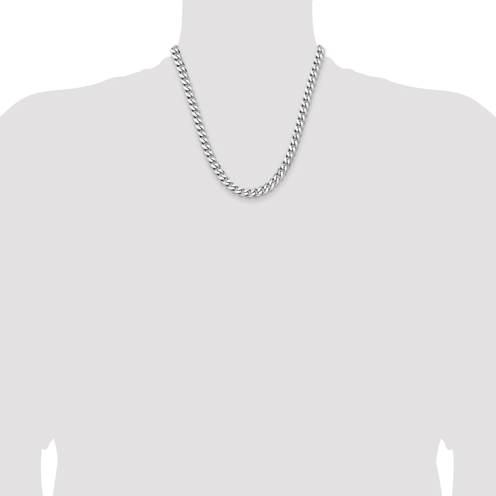 Sterling Silver Rhodium-Plated Curb Chain Necklace 7.5mm