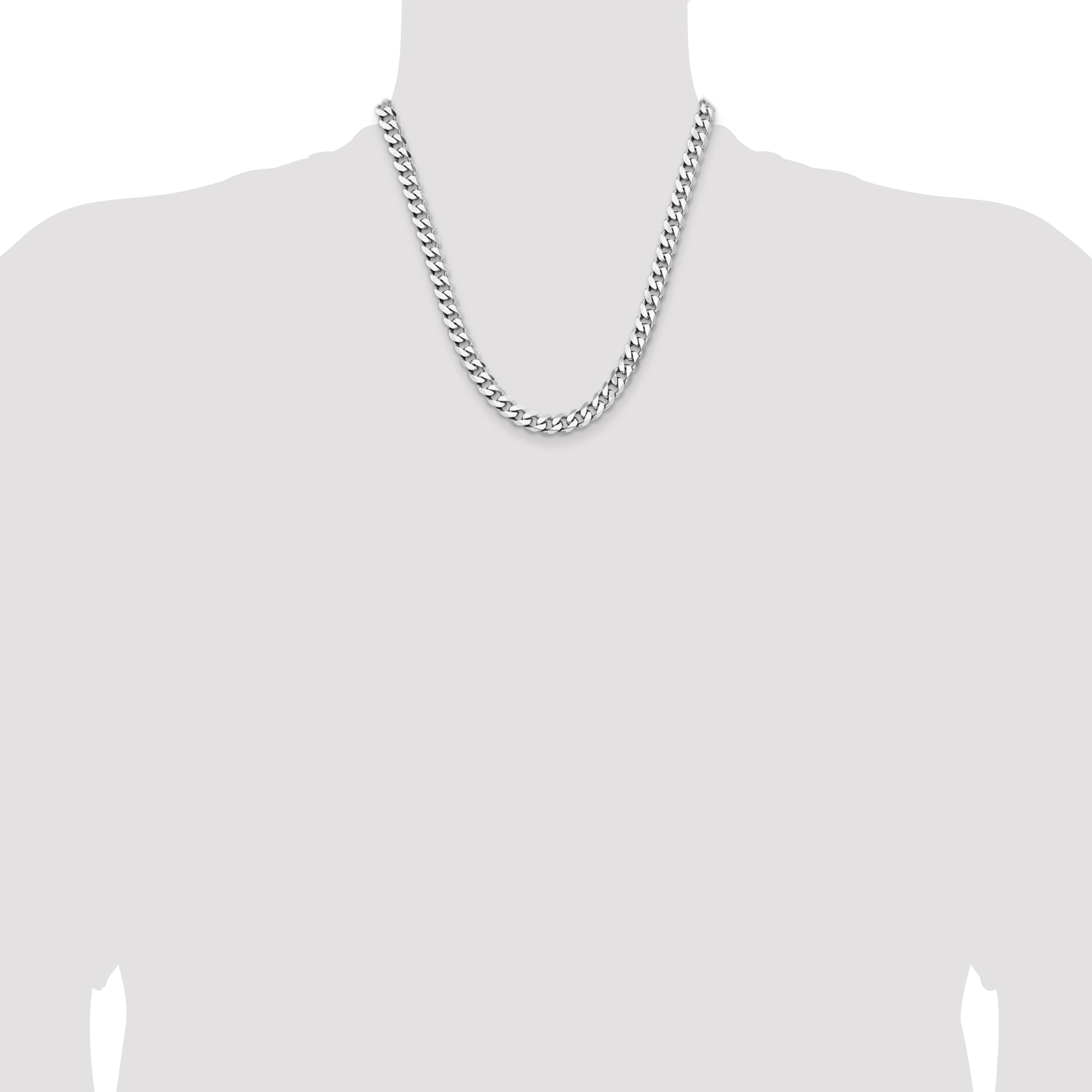 Sterling Silver Rhodium-Plated Curb Chain Necklace 7.5mm