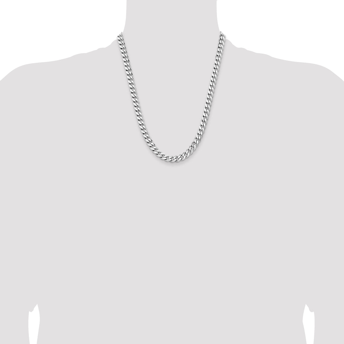 Sterling Silver Rhodium-plated 7.5mm Curb Chain