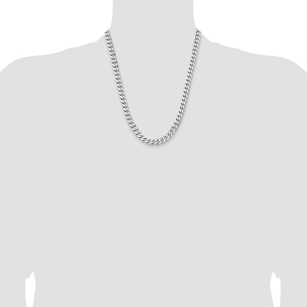 Sterling Silver Rhodium-plated 7.5mm Curb Chain