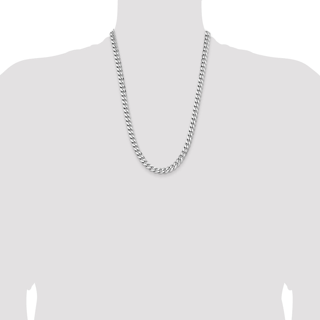 Sterling Silver Rhodium-plated 7.5mm Curb Chain