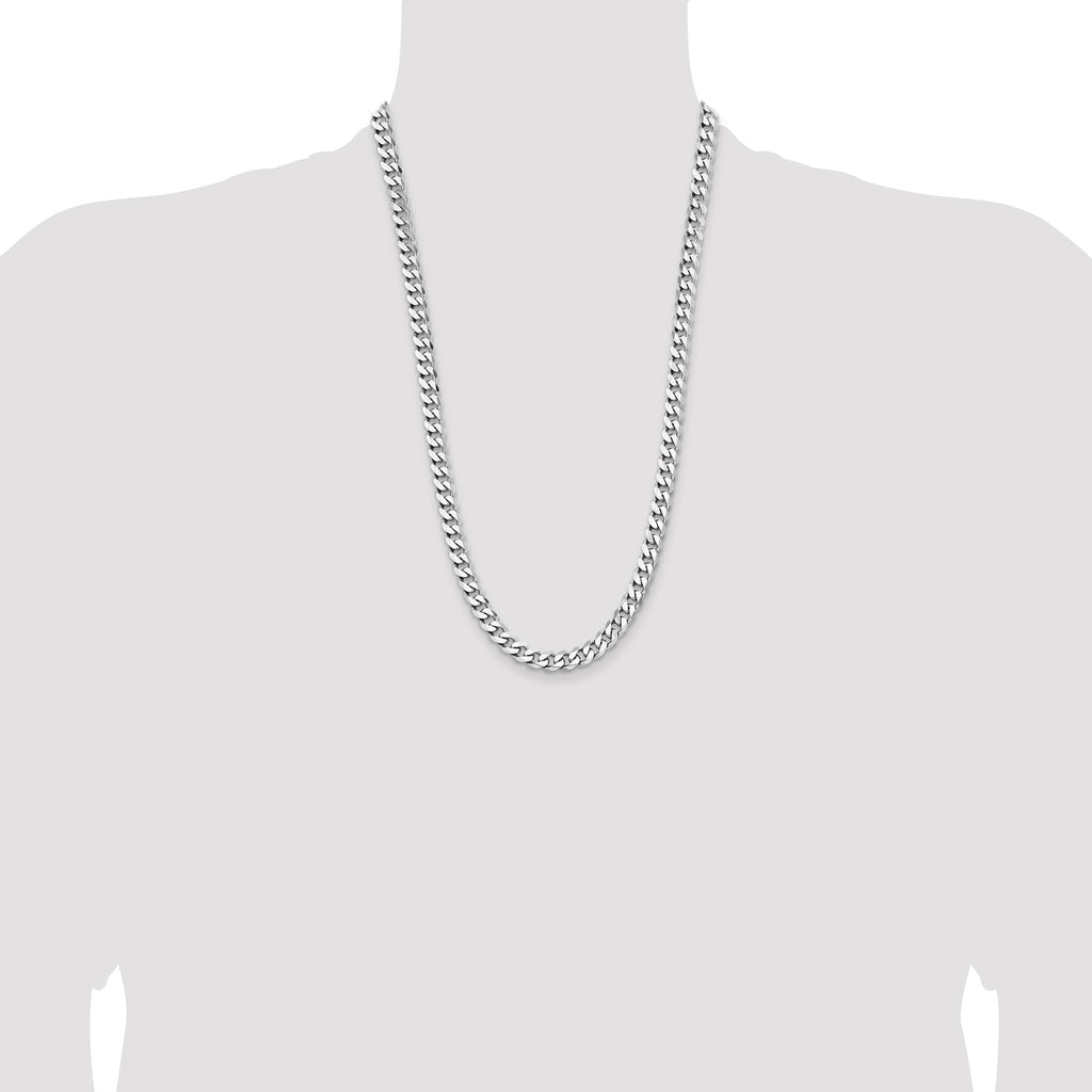 Sterling Silver Rhodium-plated 7.5mm Curb Chain
