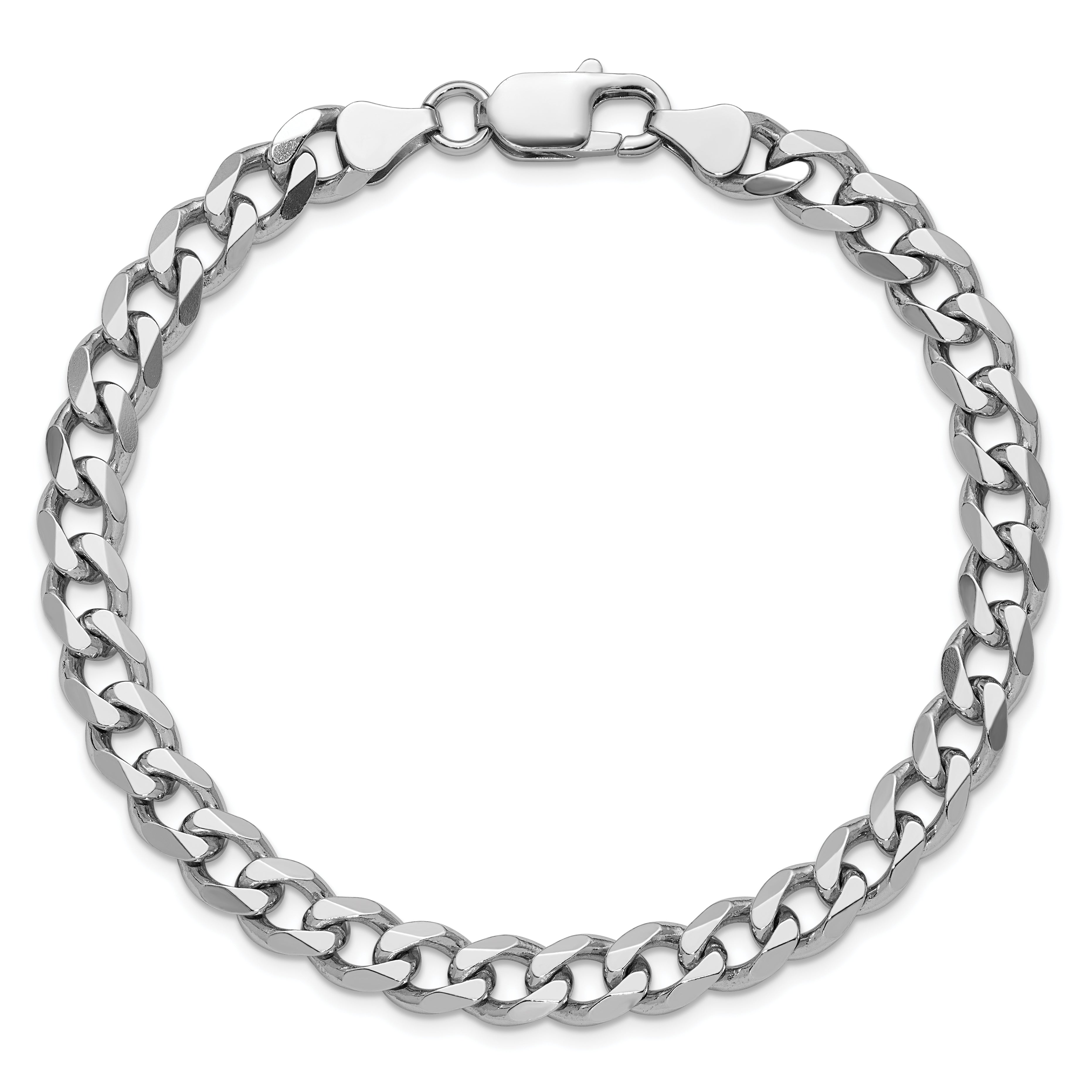 Sterling Silver Rhodium-plated 7.5mm Curb Chain