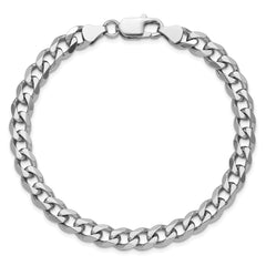 Sterling Silver Rhodium-plated 7.5mm Curb Chain