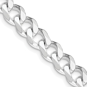 Sterling Silver Rhodium-Plated Curb Chain Necklace 7.5mm