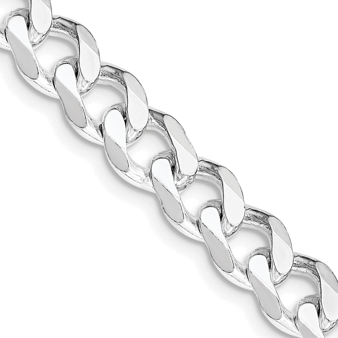 Sterling Silver Rhodium-Plated Curb Chain Necklace 7.5mm