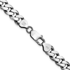 Sterling Silver Antiqued 8.3mm Curb Chain