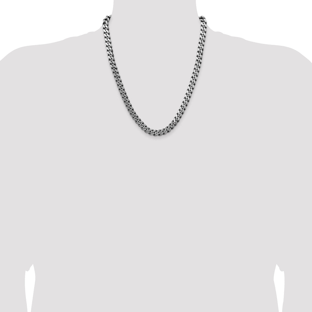 Sterling Silver Antiqued 8.3mm Curb Chain
