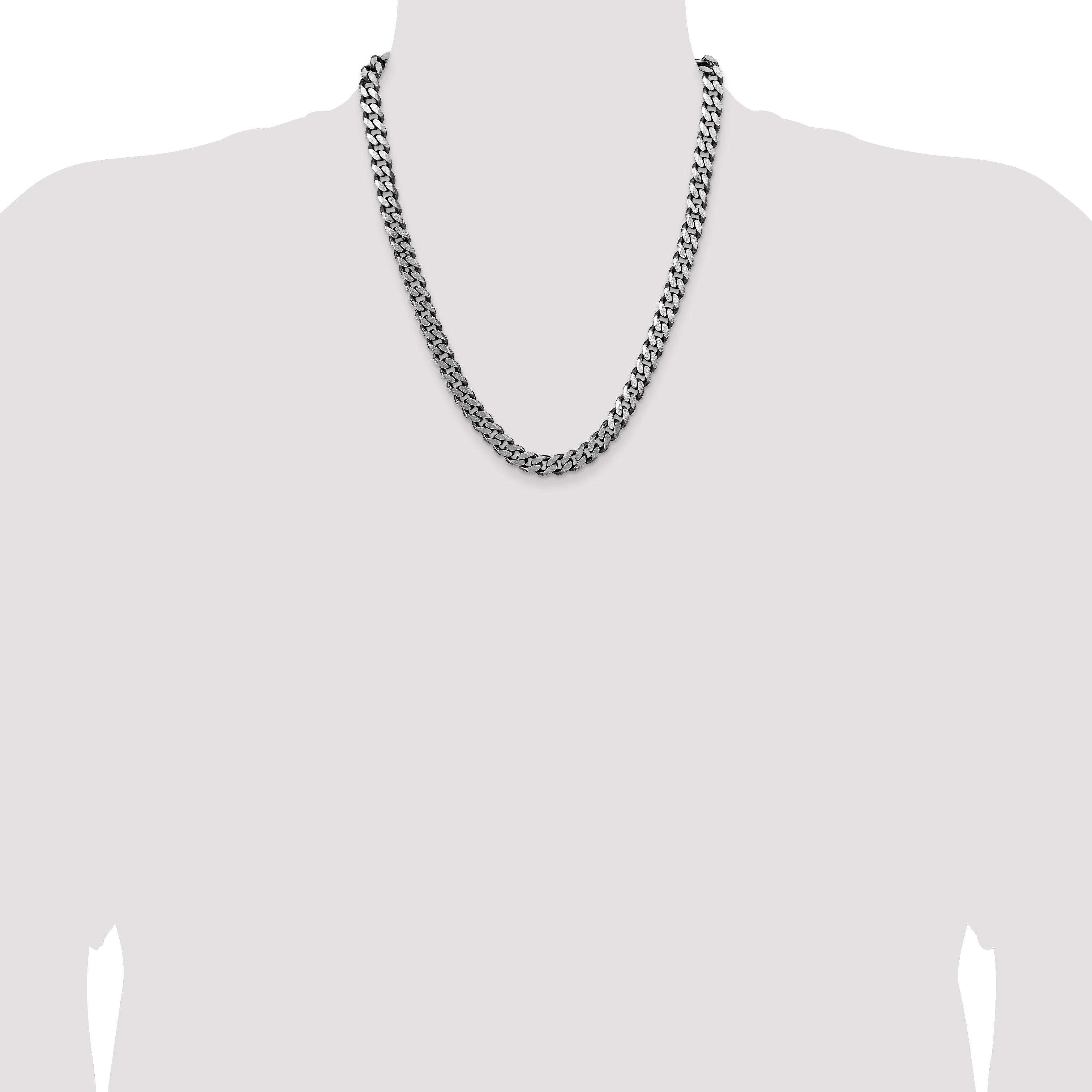Sterling Silver Antiqued 8.3mm Curb Chain