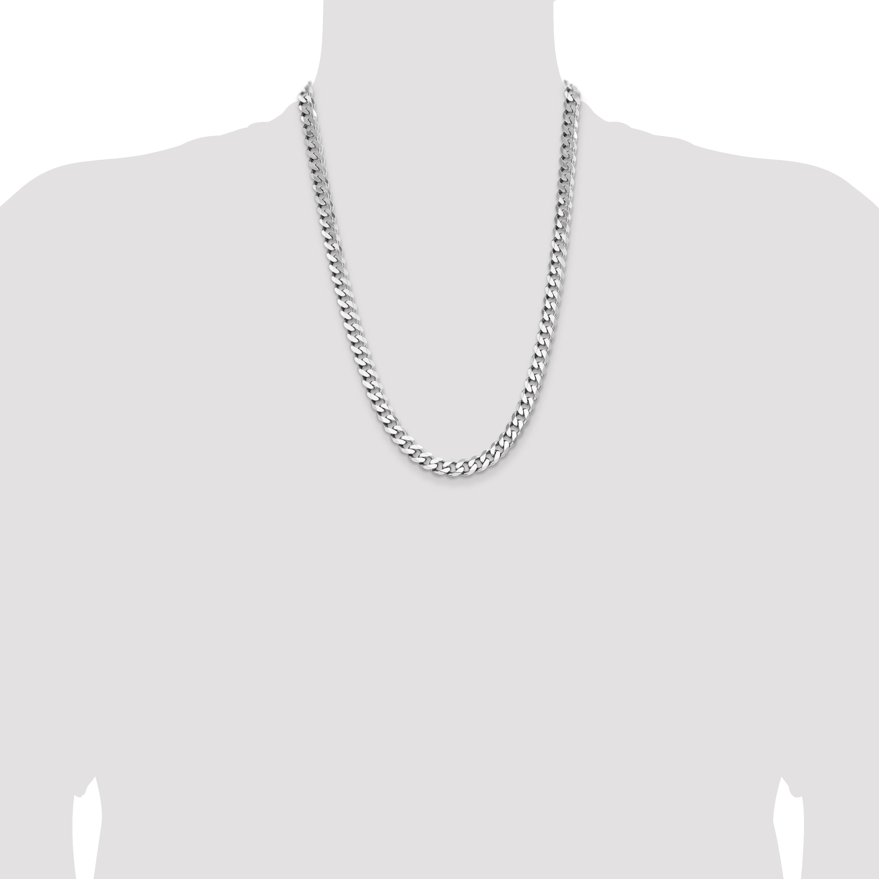 Sterling Silver Rhodium-plated 8.3mm Curb Chain