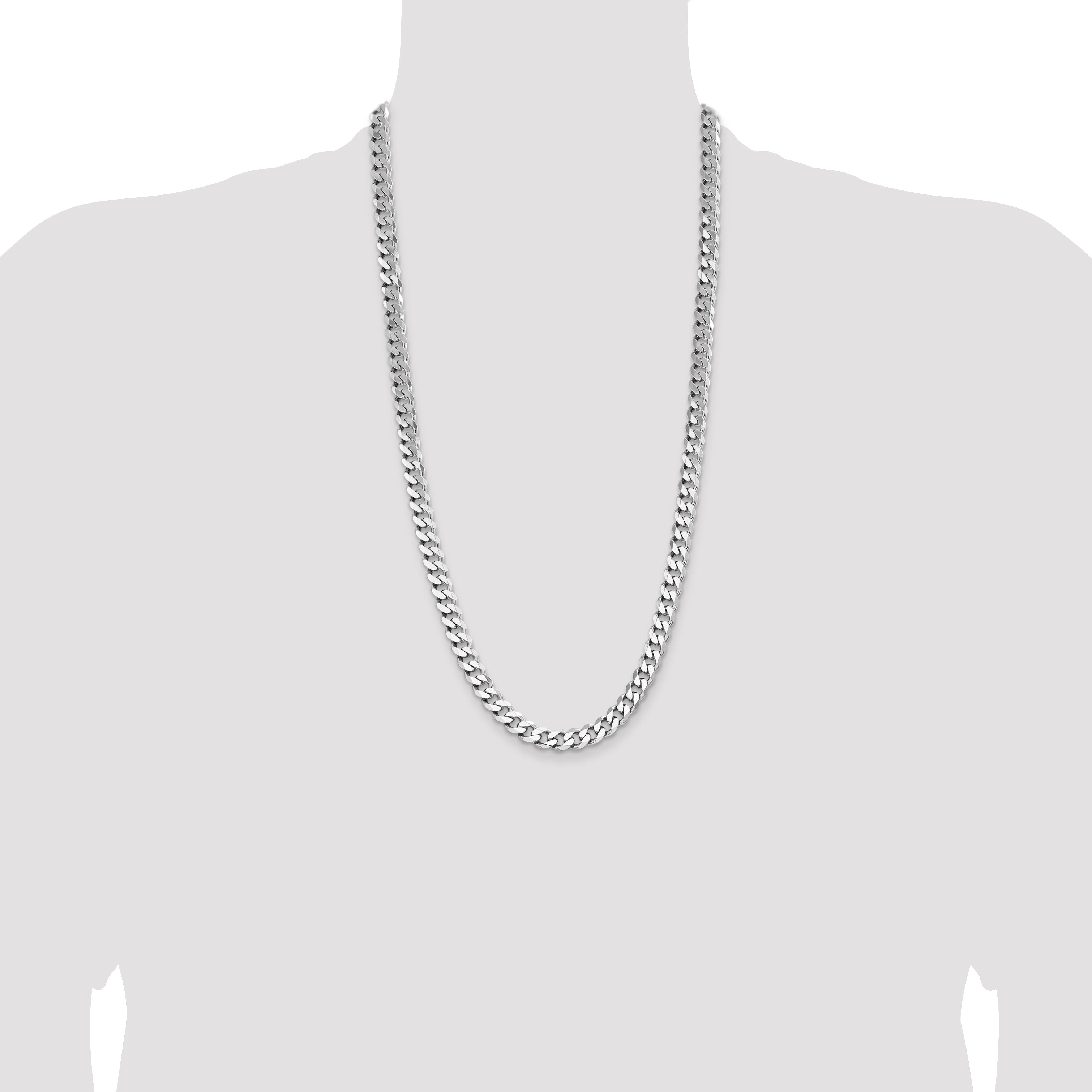 Sterling Silver Rhodium-plated 8.3mm Curb Chain