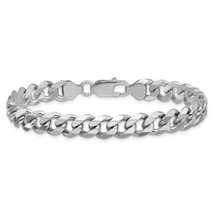 Sterling Silver Rhodium-plated 8.3mm Curb Chain
