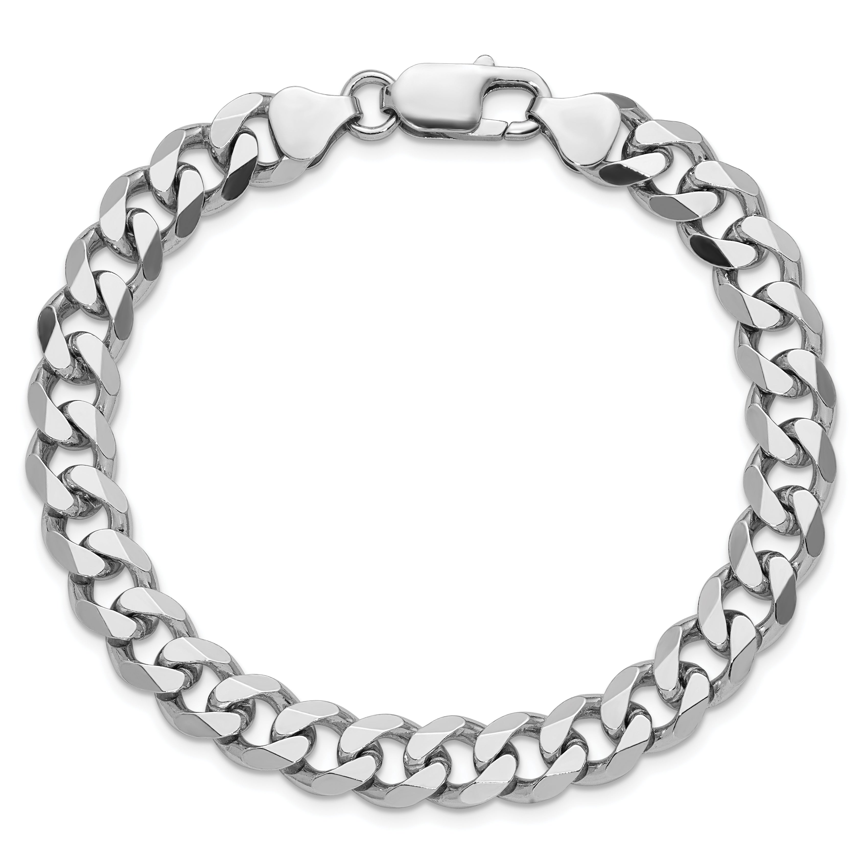 Sterling Silver Rhodium-plated 8.3mm Curb Chain