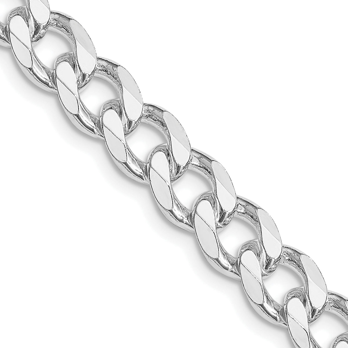 Sterling Silver Rhodium-plated 8.3mm Curb Chain