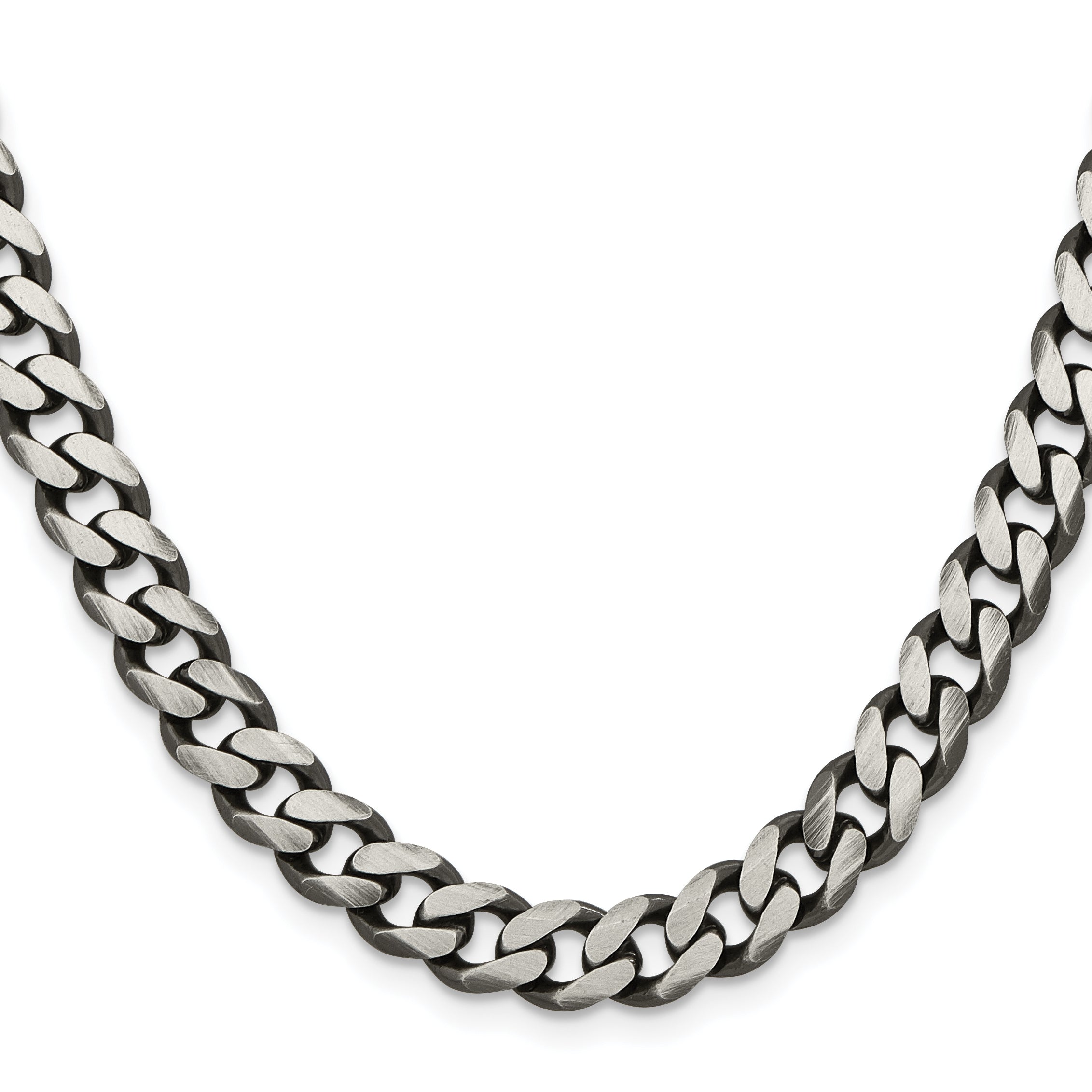 Sterling Silver Antiqued 9.3mm Curb Chain