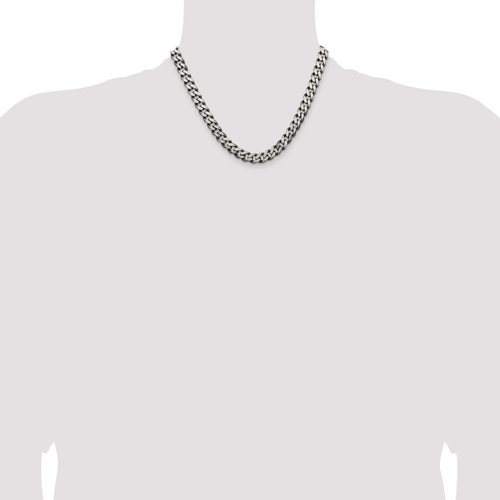 Sterling Silver Antiqued 9.3mm Curb Chain