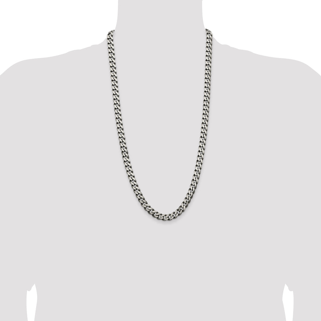 Sterling Silver Antiqued 9.3mm Curb Chain
