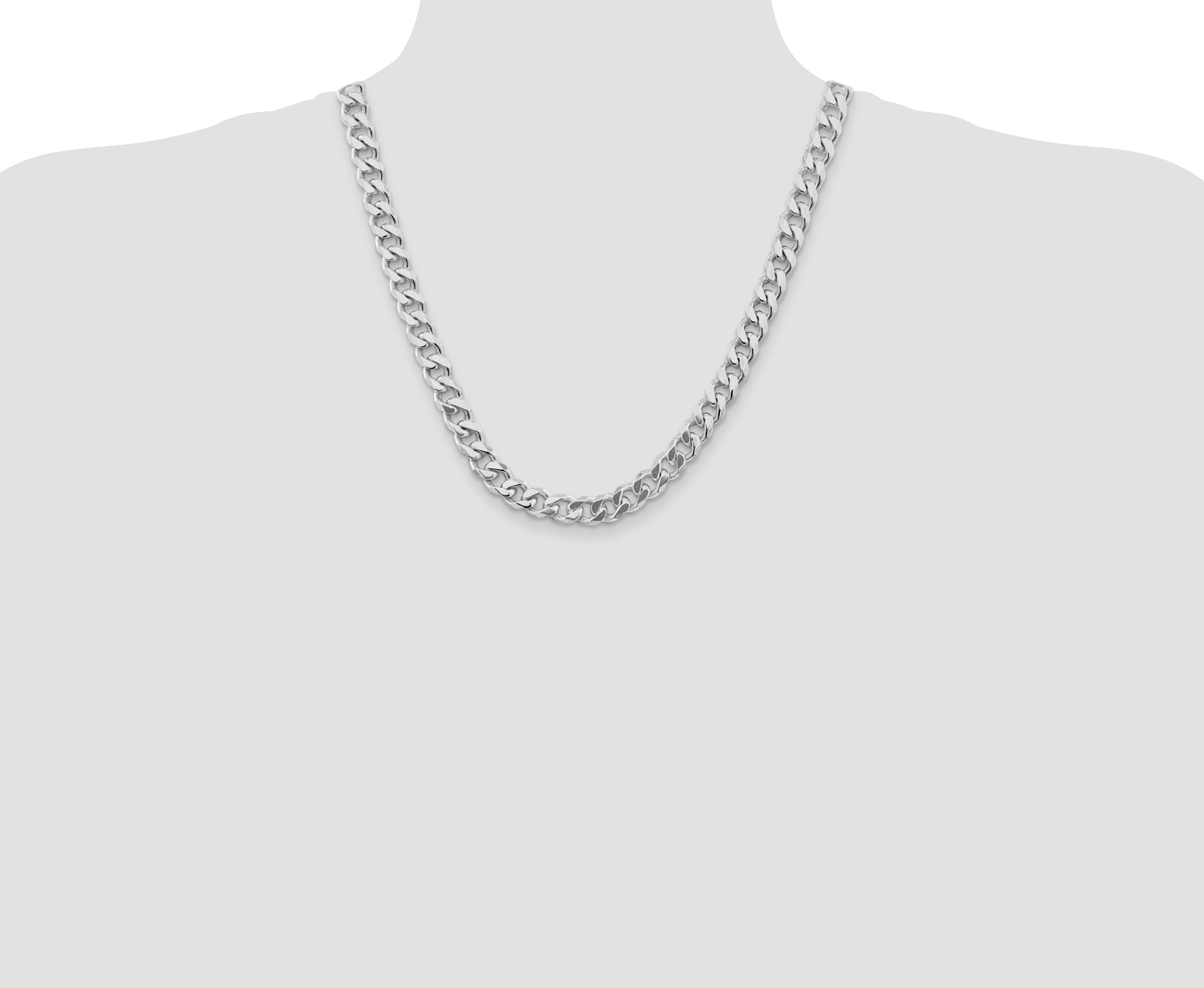 Sterling Silver Rhodium-plated 9.3mm Curb Chain