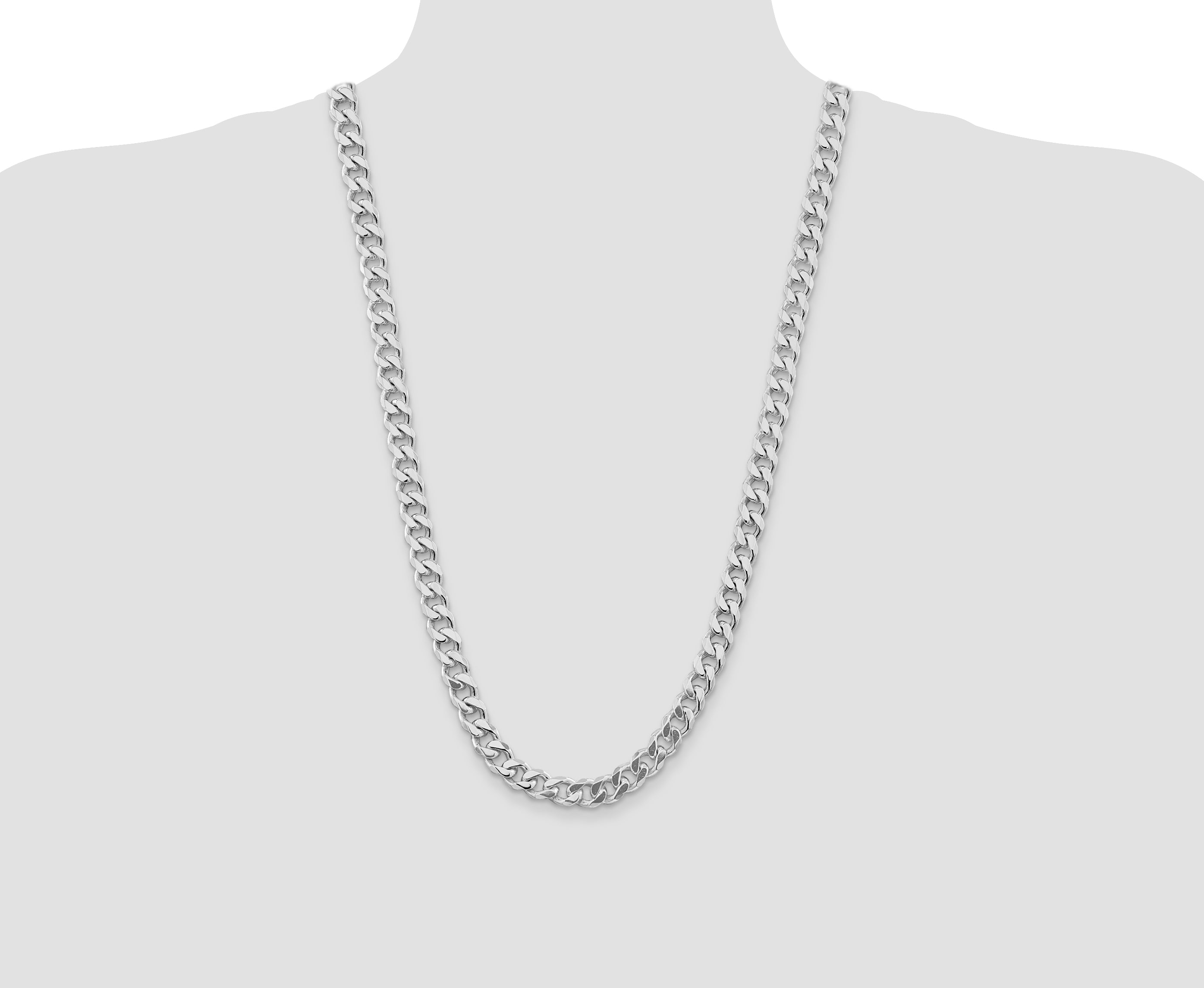 Sterling Silver Rhodium-plated 9.3mm Curb Chain