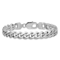Sterling Silver Rhodium-plated 9.3mm Curb Chain