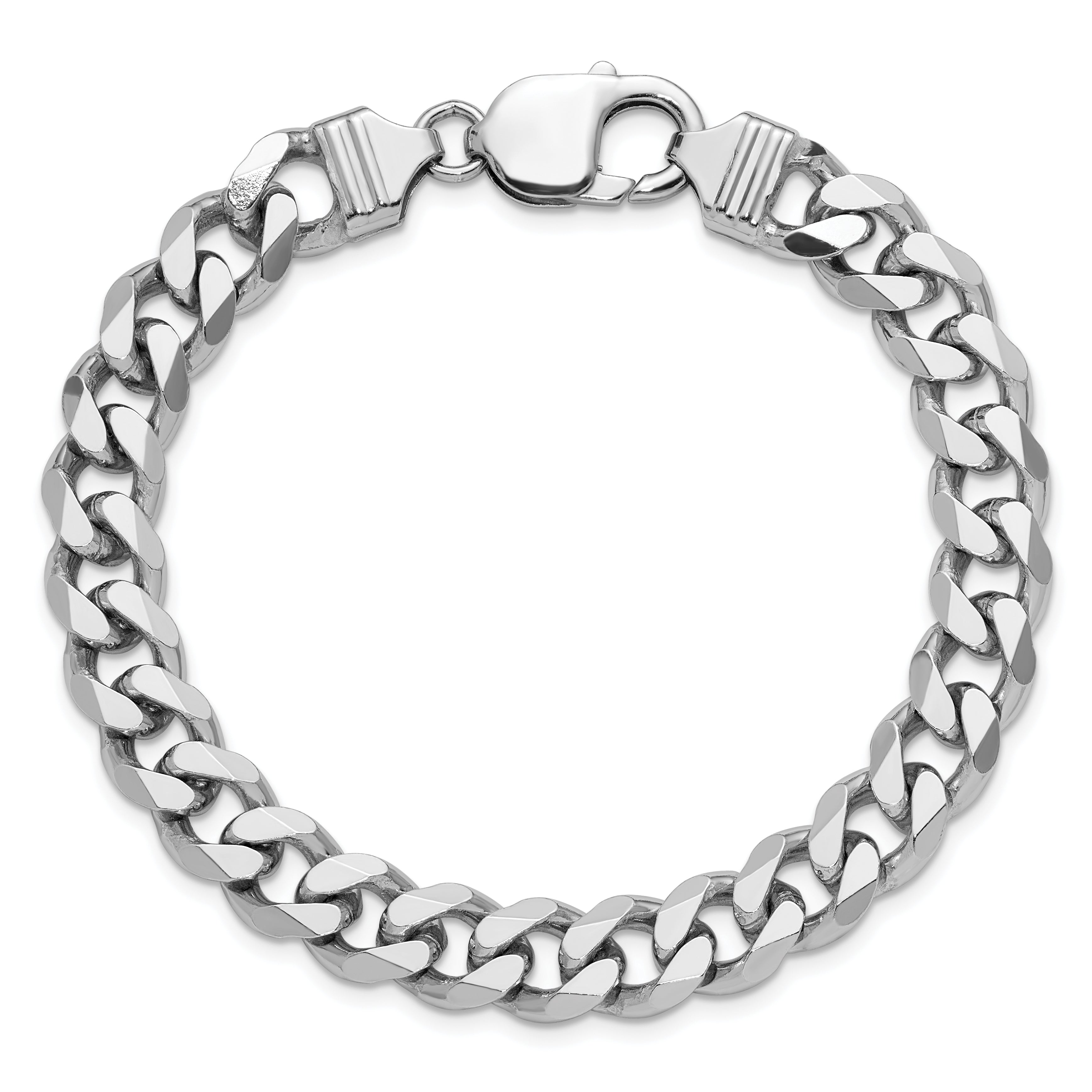 Sterling Silver Rhodium-plated 9.3mm Curb Chain