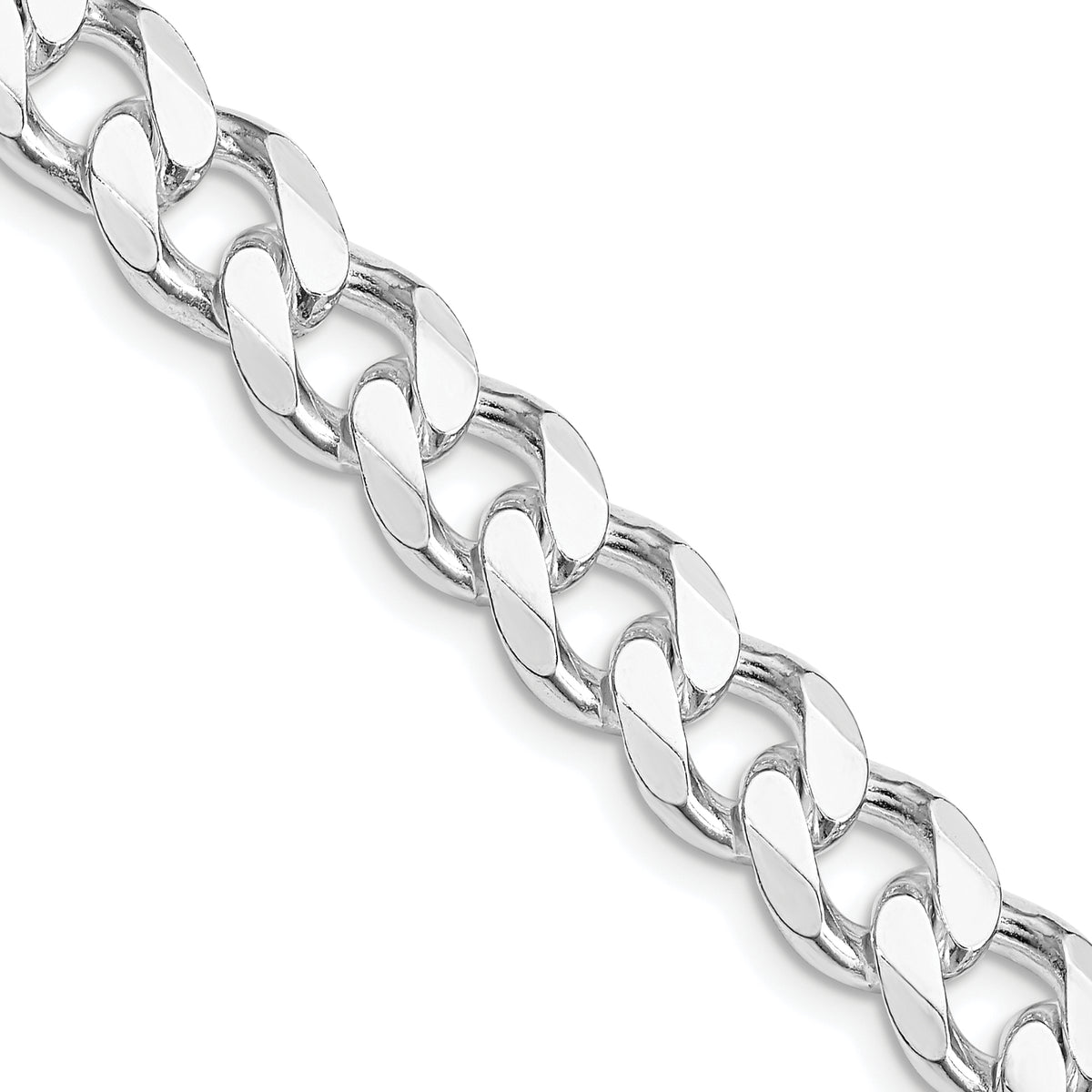 Sterling Silver Rhodium-plated 9.3mm Curb Chain - Sophia Jewelers