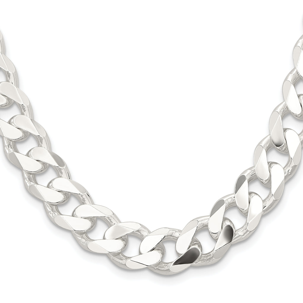 Sterling Silver Curb Chain Necklace 13mm