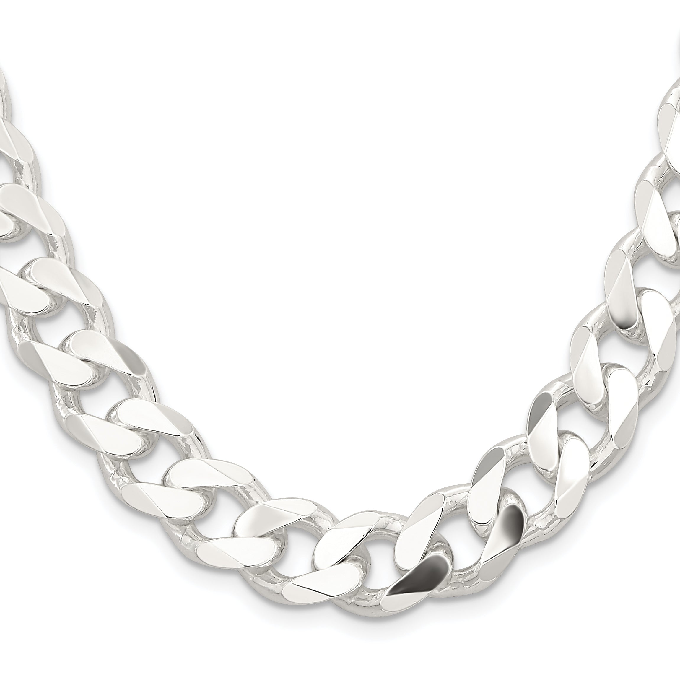 Sterling Silver Curb Chain Necklace 13mm