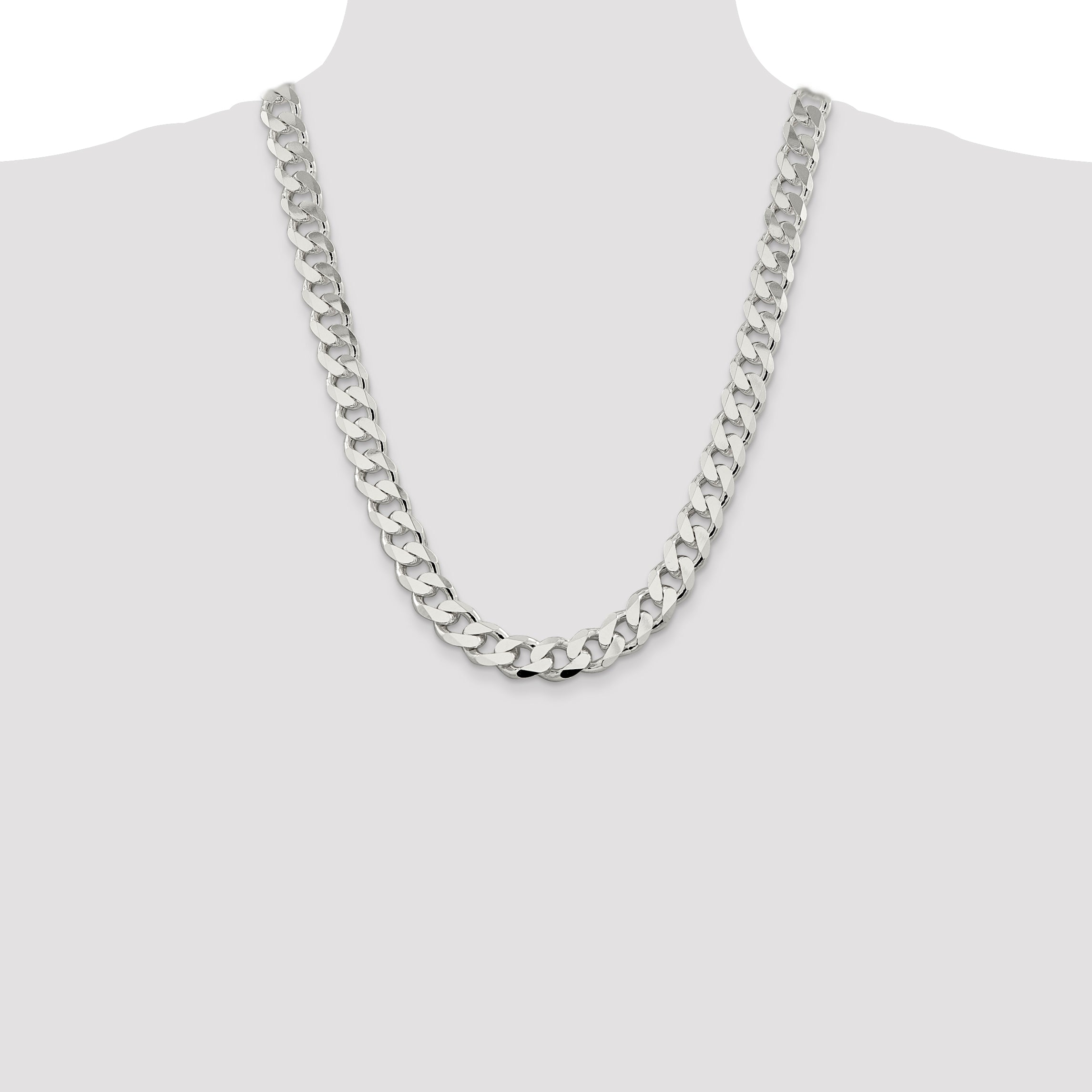 Sterling Silver Curb Chain Necklace 13mm