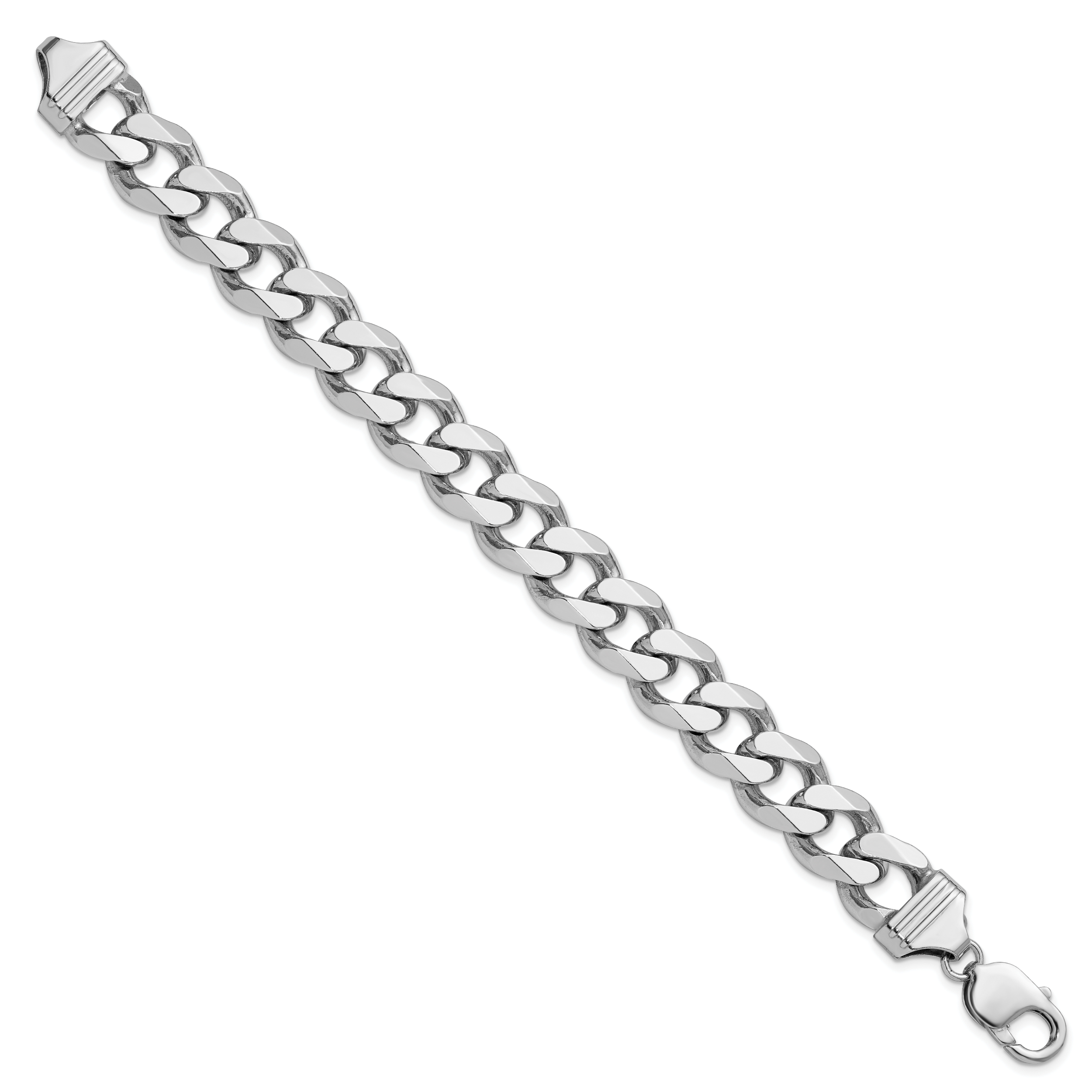 Sterling Silver Rhodium-plated 13mm Curb Chain