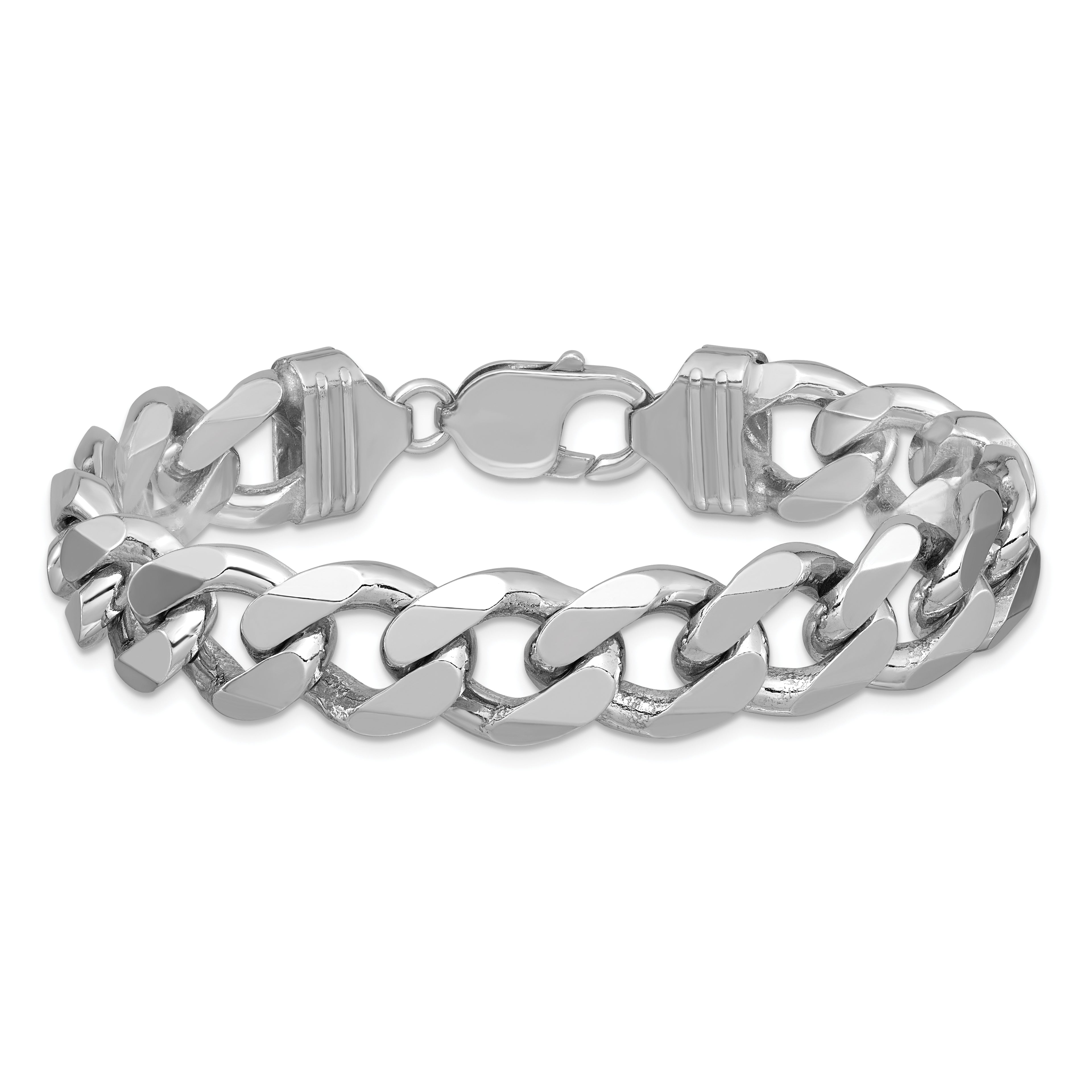 Sterling Silver Rhodium-plated 13mm Curb Chain