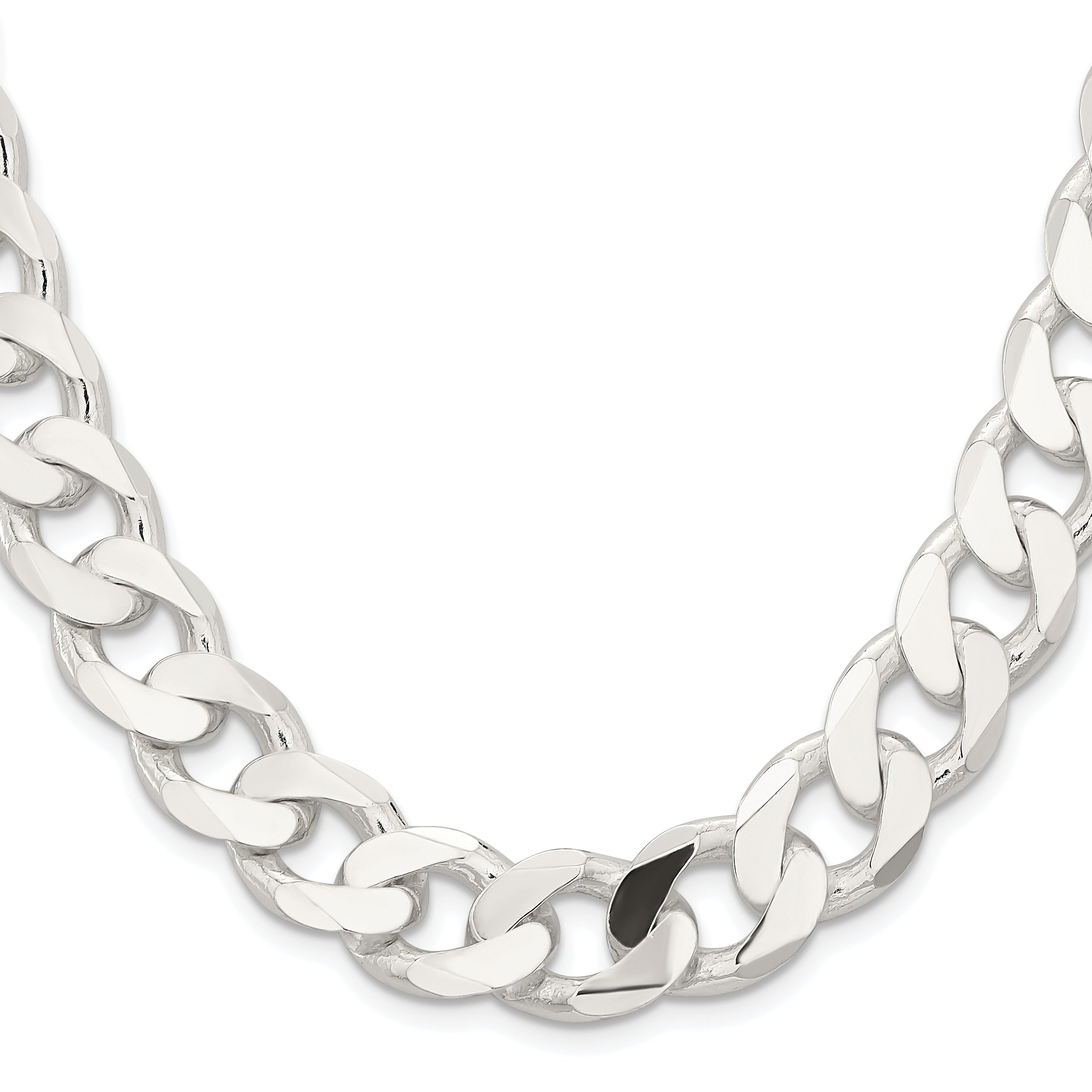 Sterling Silver Rhodium-plated 14.5mm Curb Chain