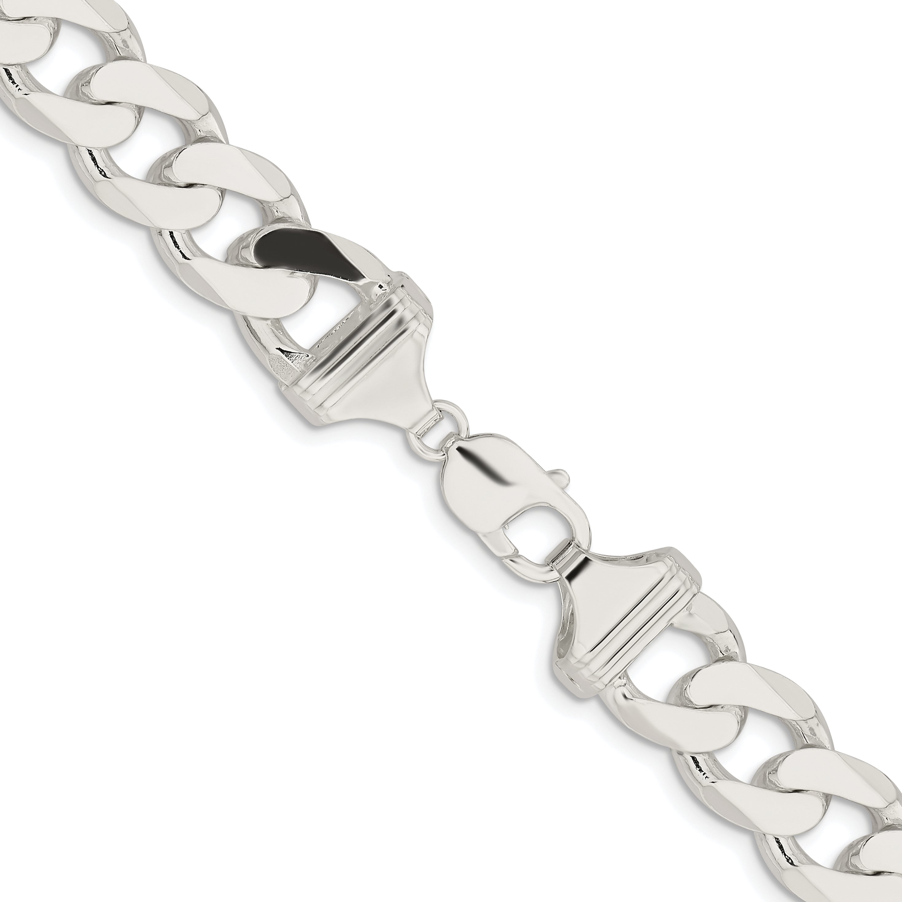Sterling Silver Rhodium-plated 14.5mm Curb Chain
