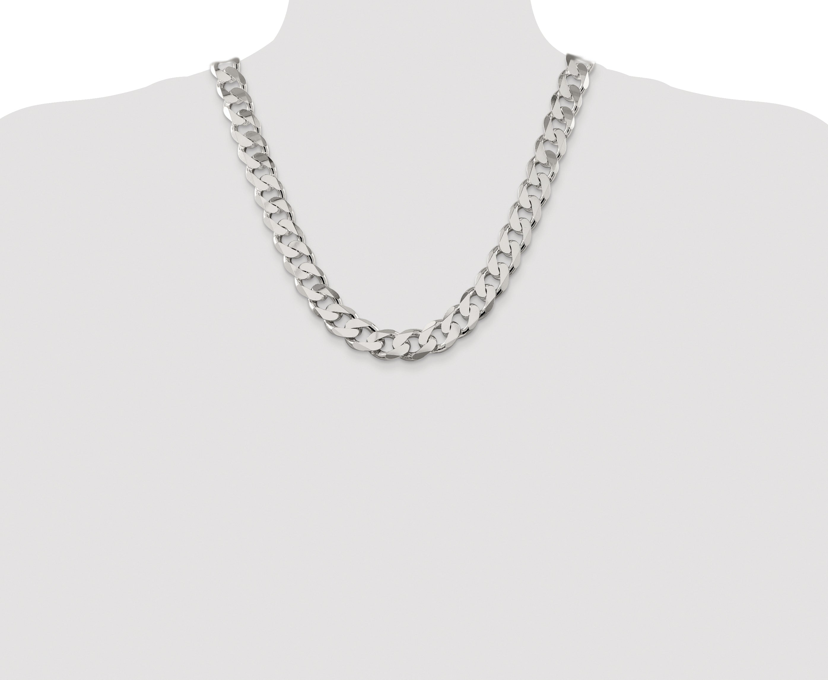 Sterling Silver Rhodium-plated 14.5mm Curb Chain