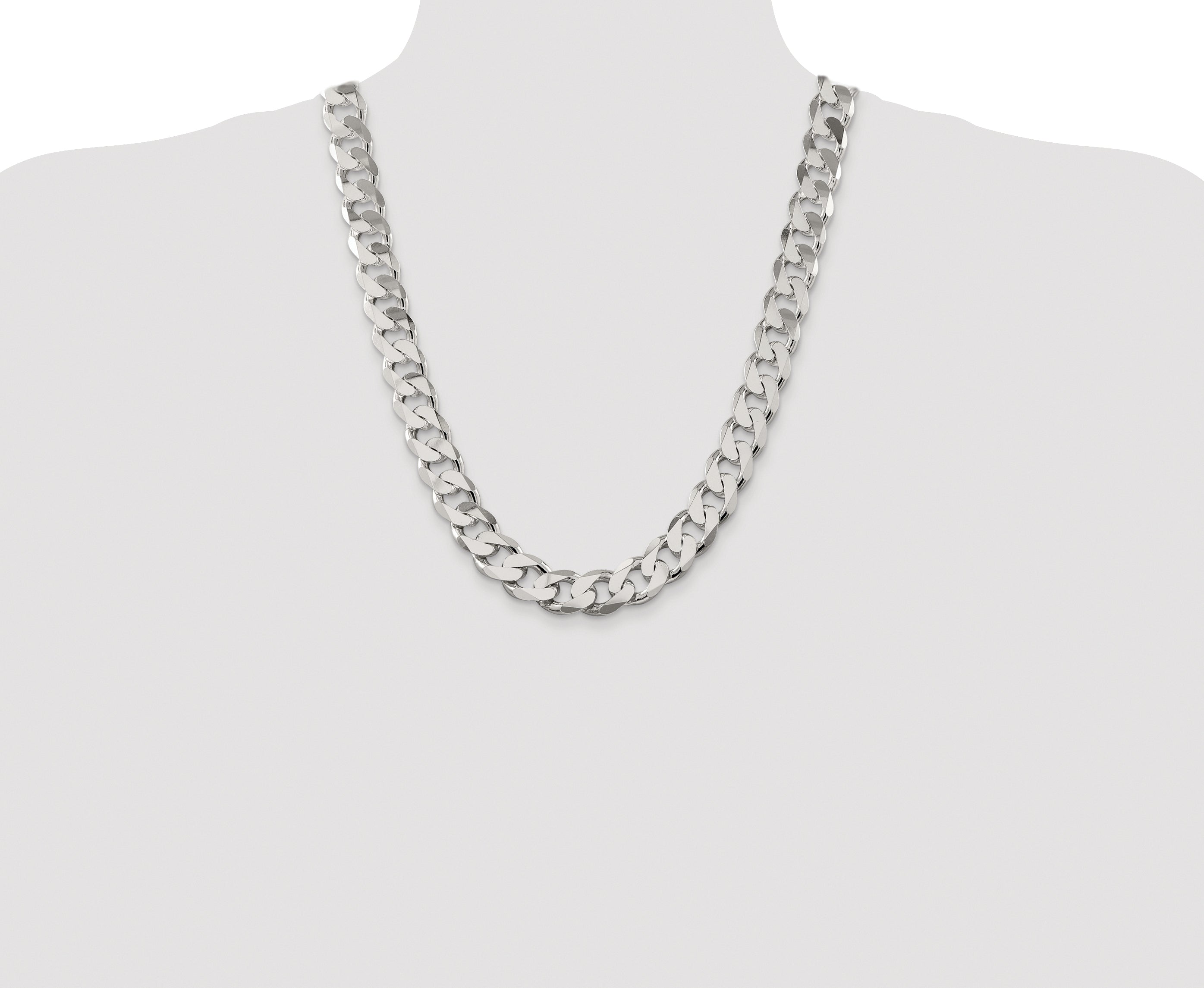 Sterling Silver Rhodium-plated 14.5mm Curb Chain